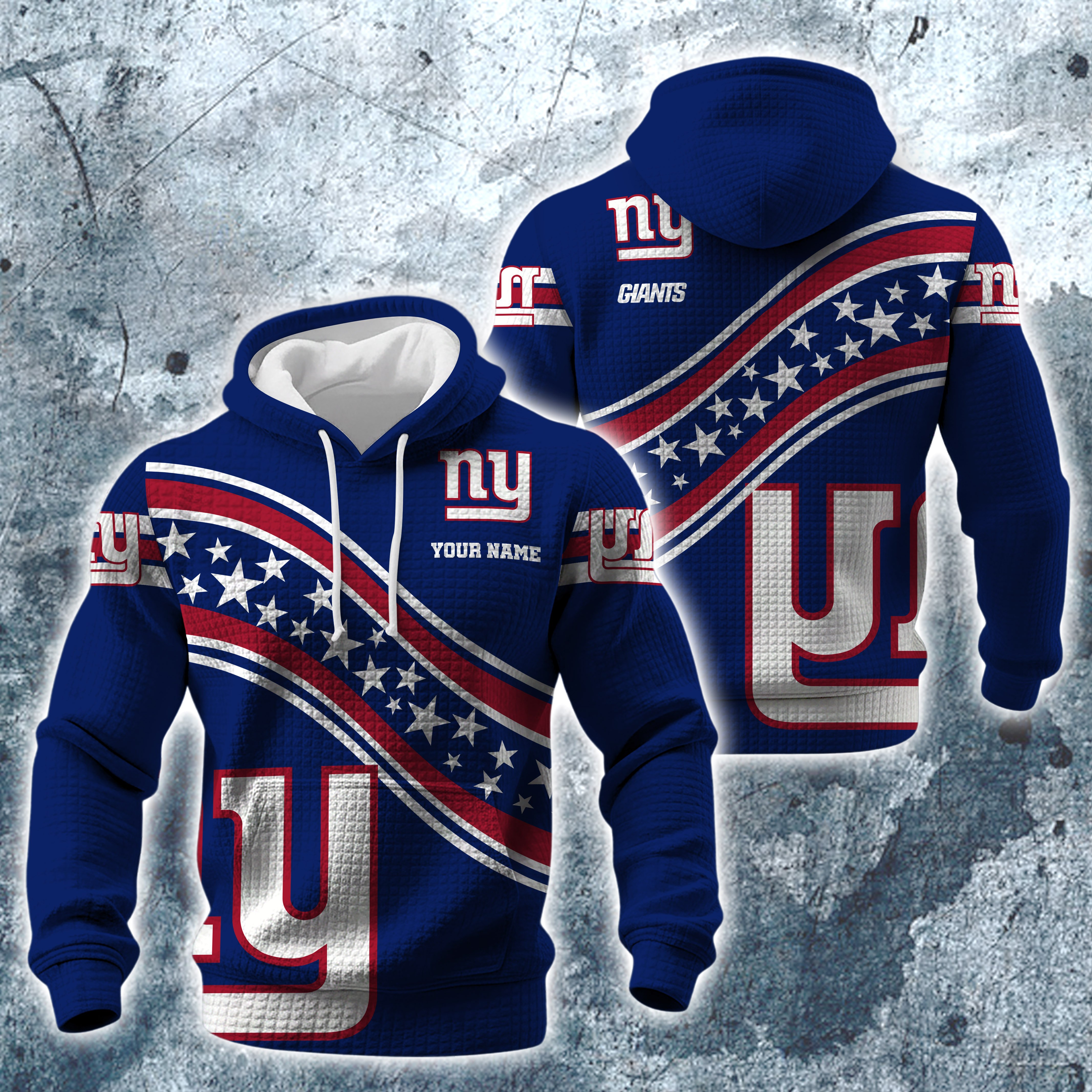 New York Giants Print Checkered Fabric Hooded Sweatshirt Custom Your Name, Gift For Sport EHIVM-10314338N