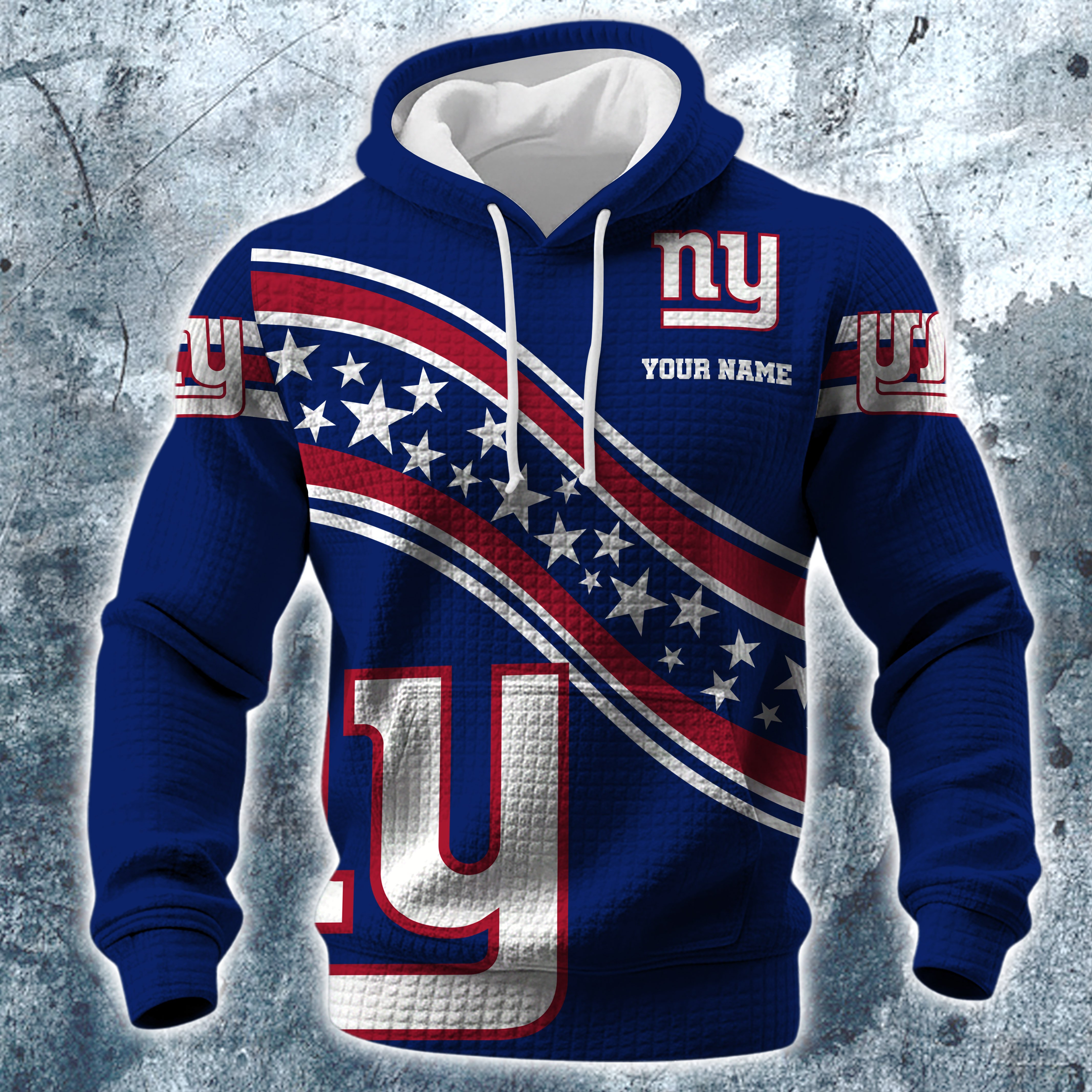 Alternative view of New York Giants Print Checkered Fabric Hooded Sweatshirt Custom Your Name, Gift For Sport EHIVM-10314338N