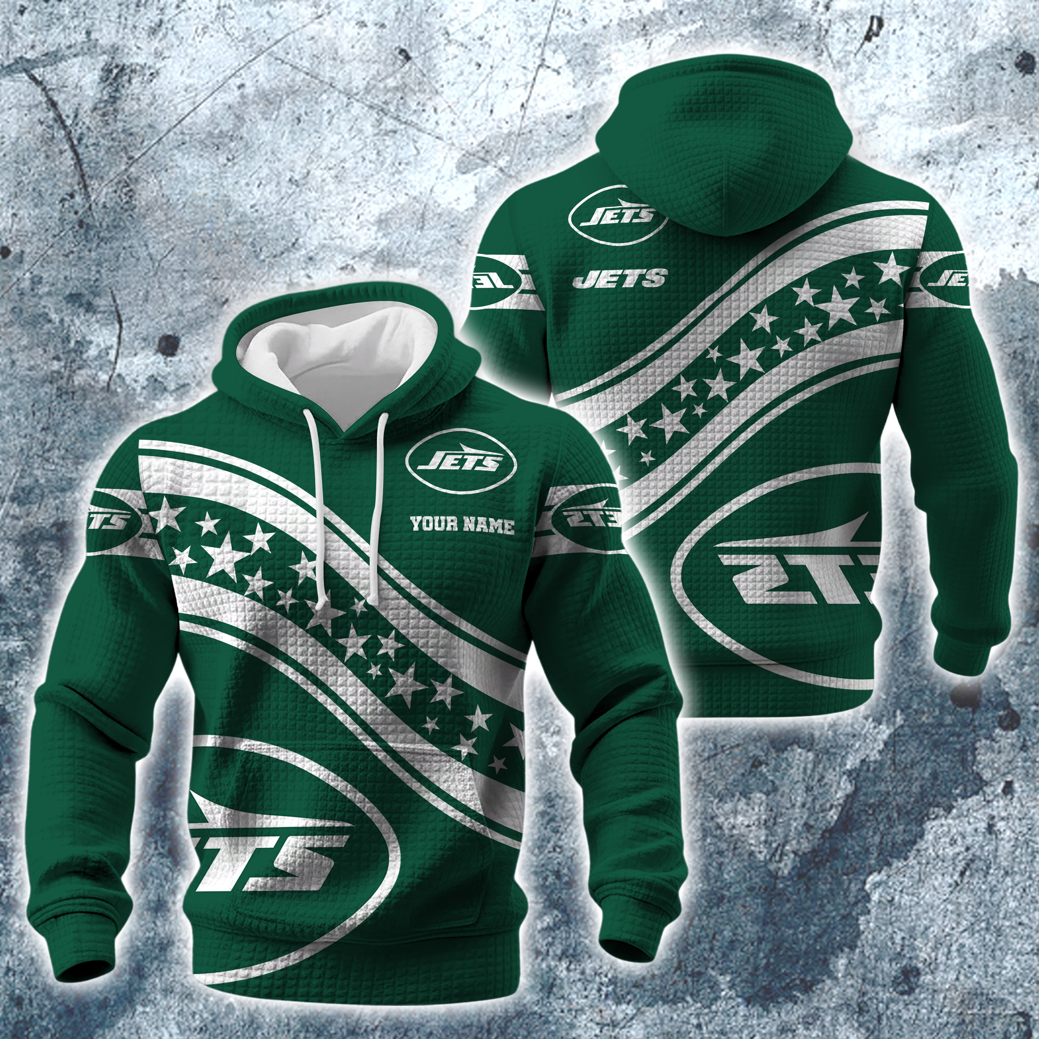 New York Jets Print Checkered Fabric Hooded Sweatshirt Custom Your Name, Gift For Sport EHIVM-10314338N