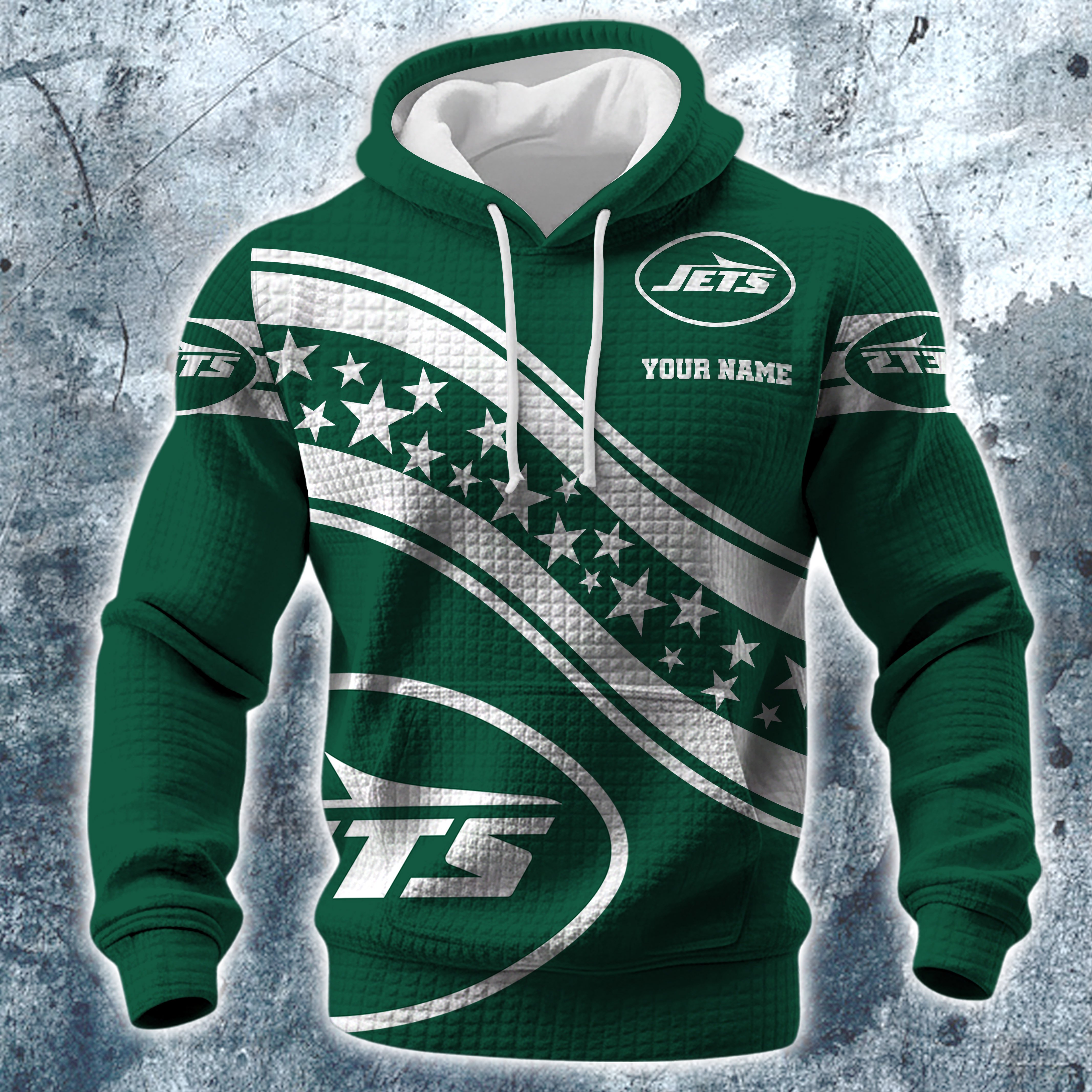 Alternative view of New York Jets Print Checkered Fabric Hooded Sweatshirt Custom Your Name, Gift For Sport EHIVM-10314338N