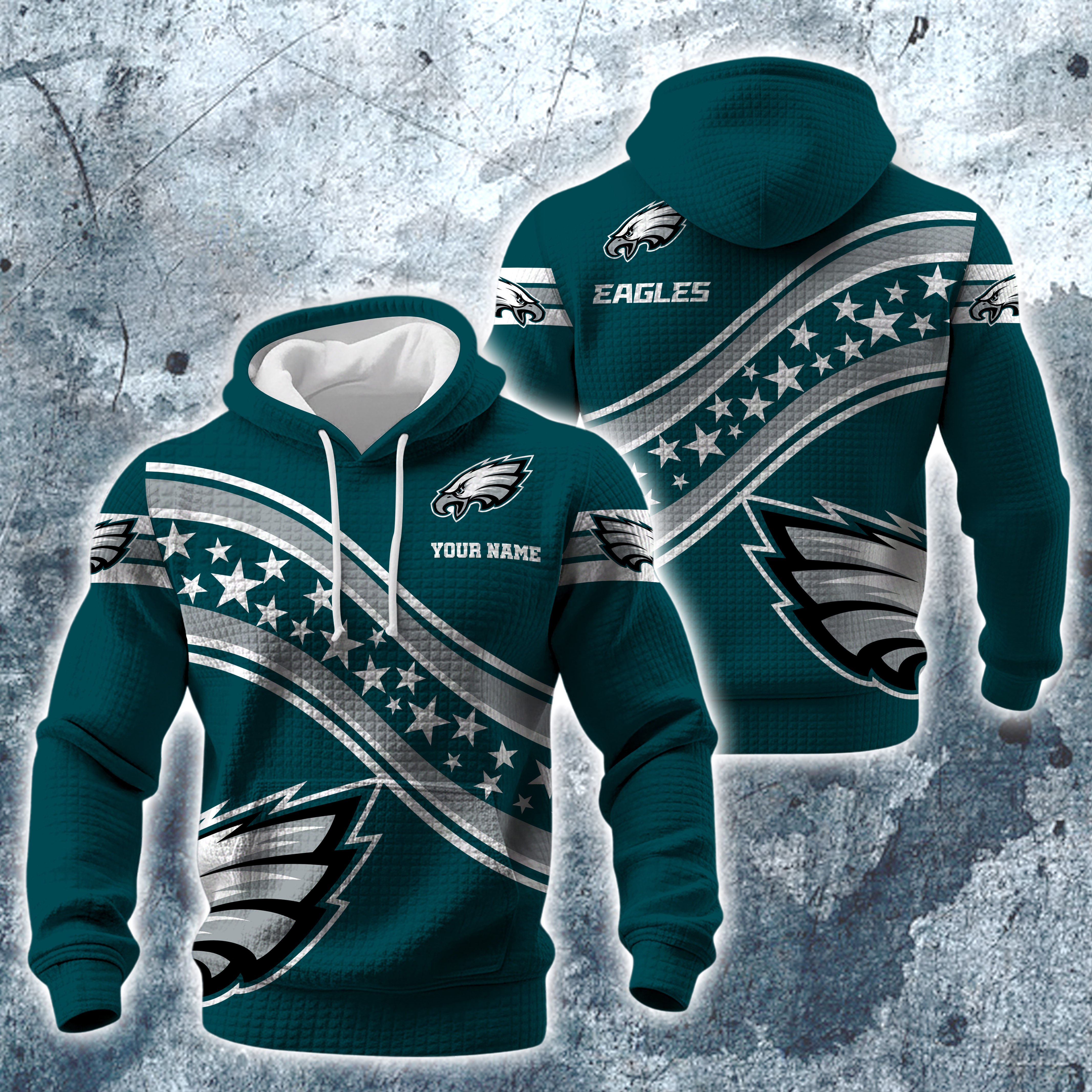 Philadelphia Eagles Print Checkered Fabric Hooded Sweatshirt Custom Your Name, Gift For Sport EHIVM-10314338N