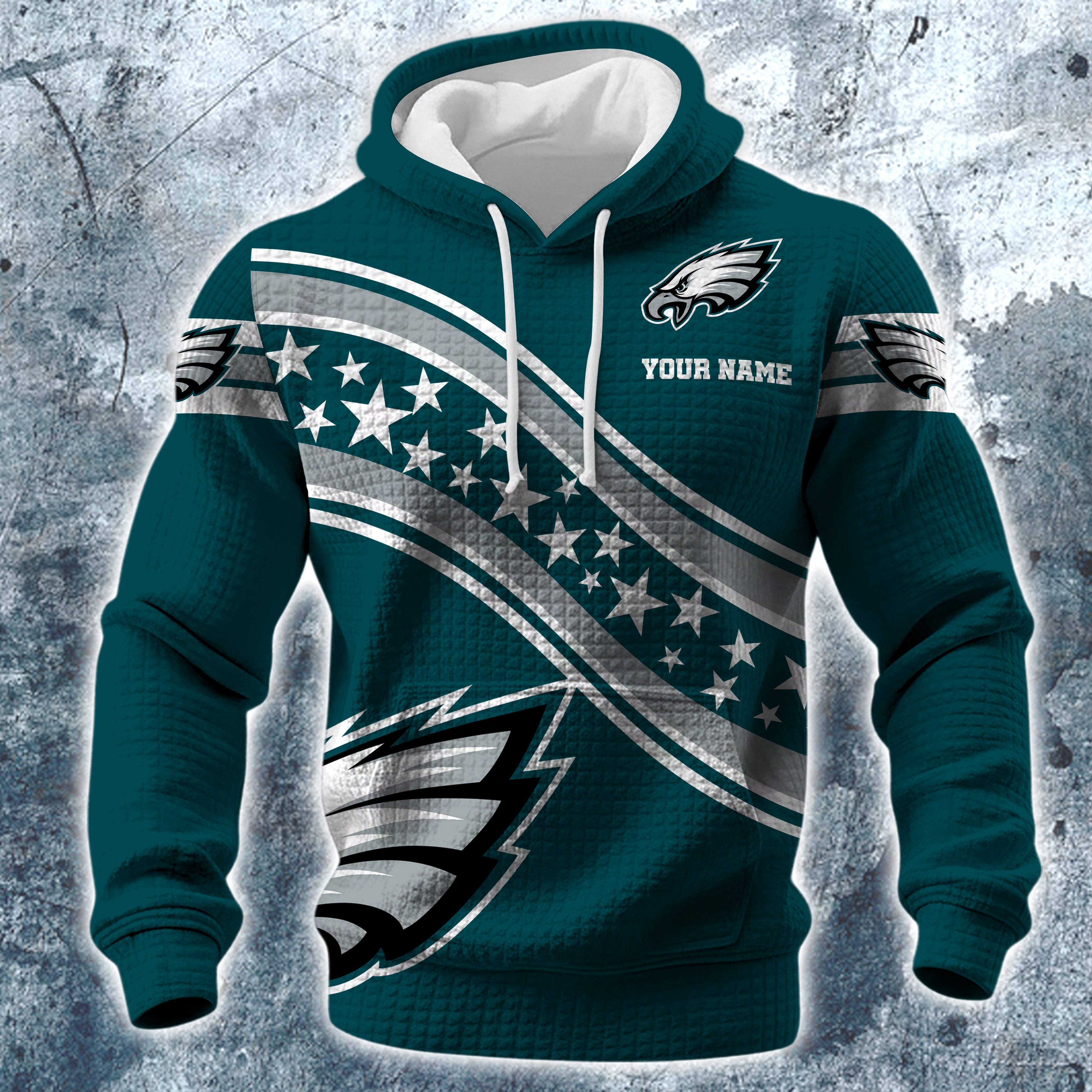 Alternative view of Philadelphia Eagles Print Checkered Fabric Hooded Sweatshirt Custom Your Name, Gift For Sport EHIVM-10314338N