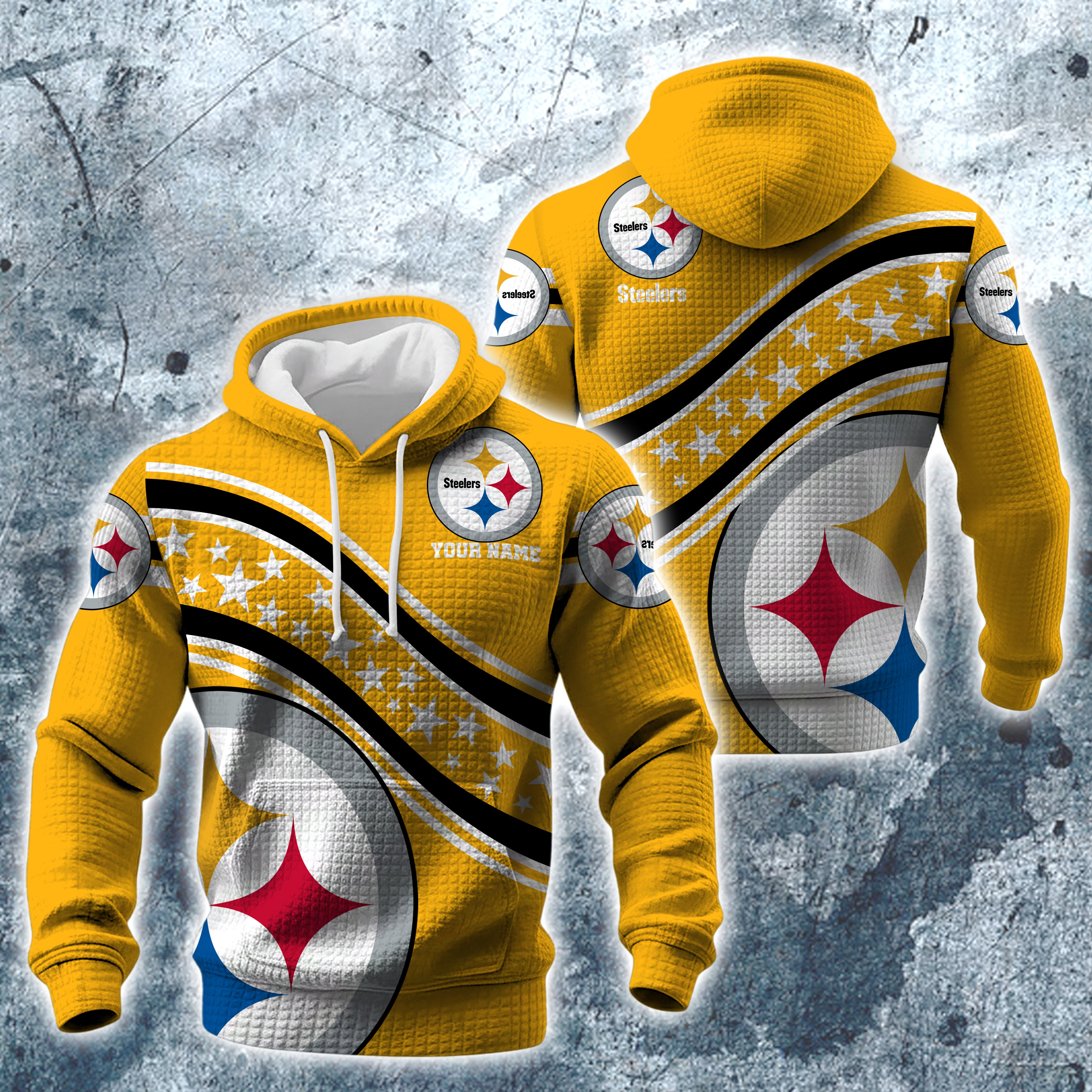 Pittsburgh Steelers Print Checkered Fabric Hooded Sweatshirt Custom Your Name, Gift For Sport EHIVM-10314338N