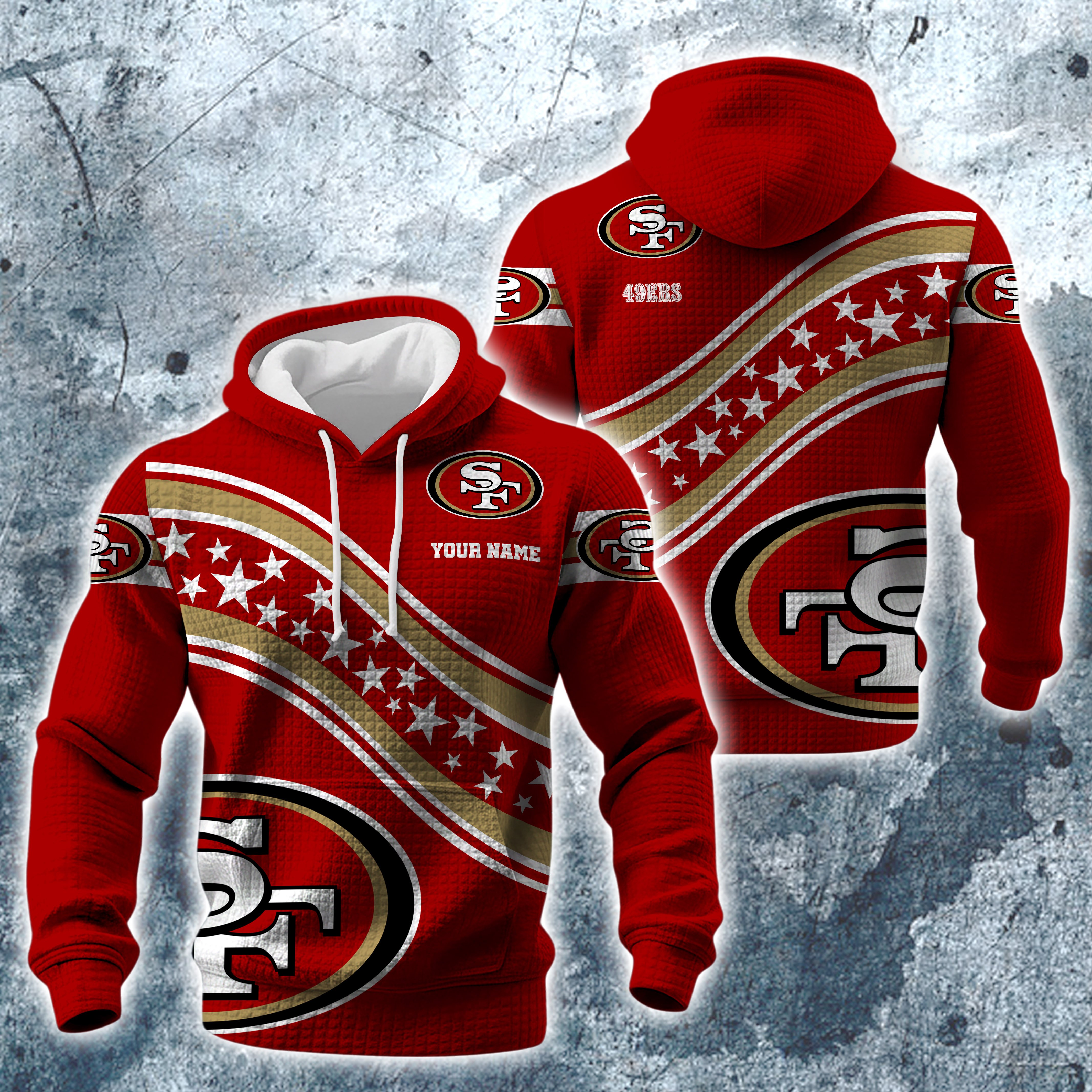 San Francisco 49ers Print Checkered Fabric Hooded Sweatshirt Custom Your Name, Gift For Sport EHIVM-10314338N