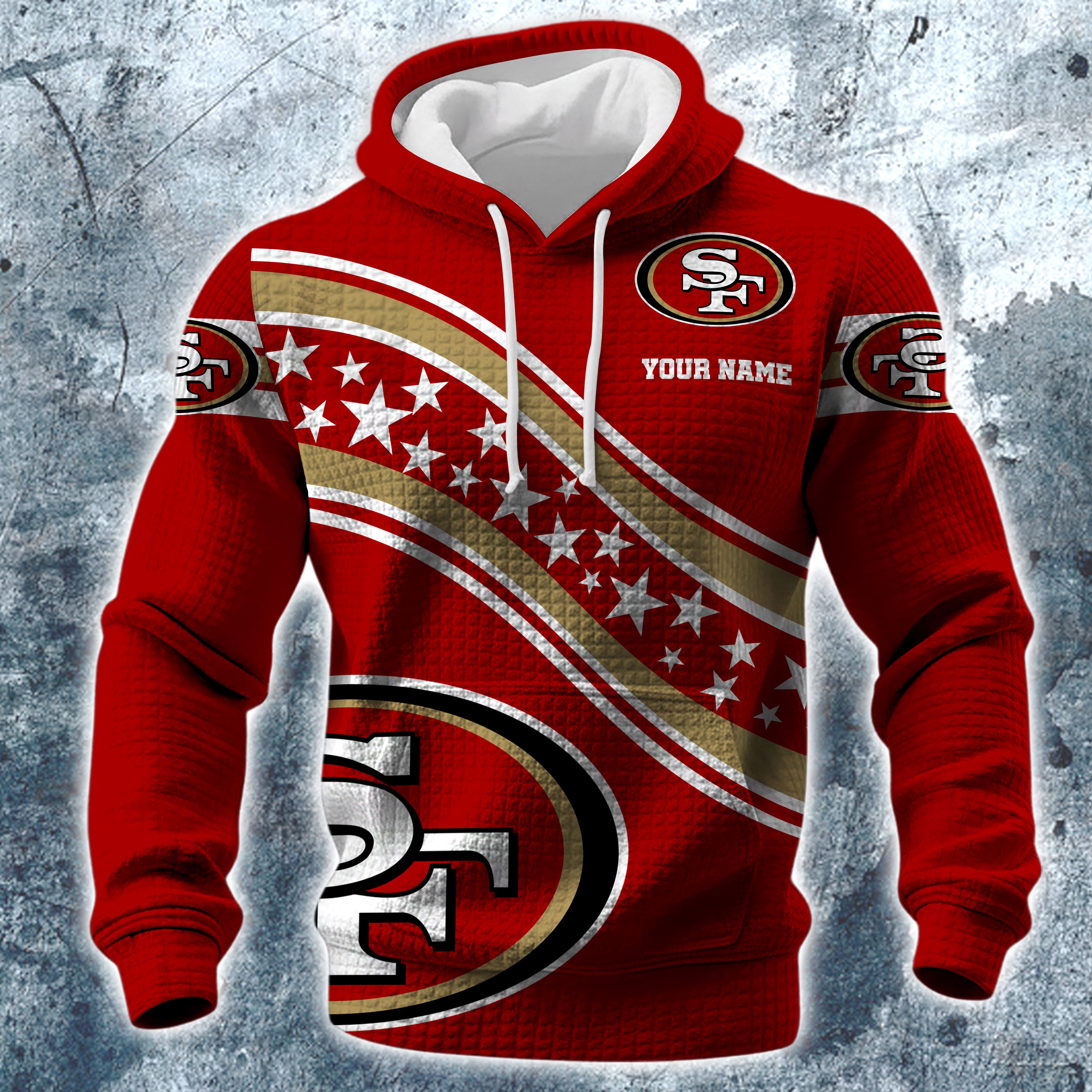 Alternative view of San Francisco 49ers Print Checkered Fabric Hooded Sweatshirt Custom Your Name, Gift For Sport EHIVM-10314338N