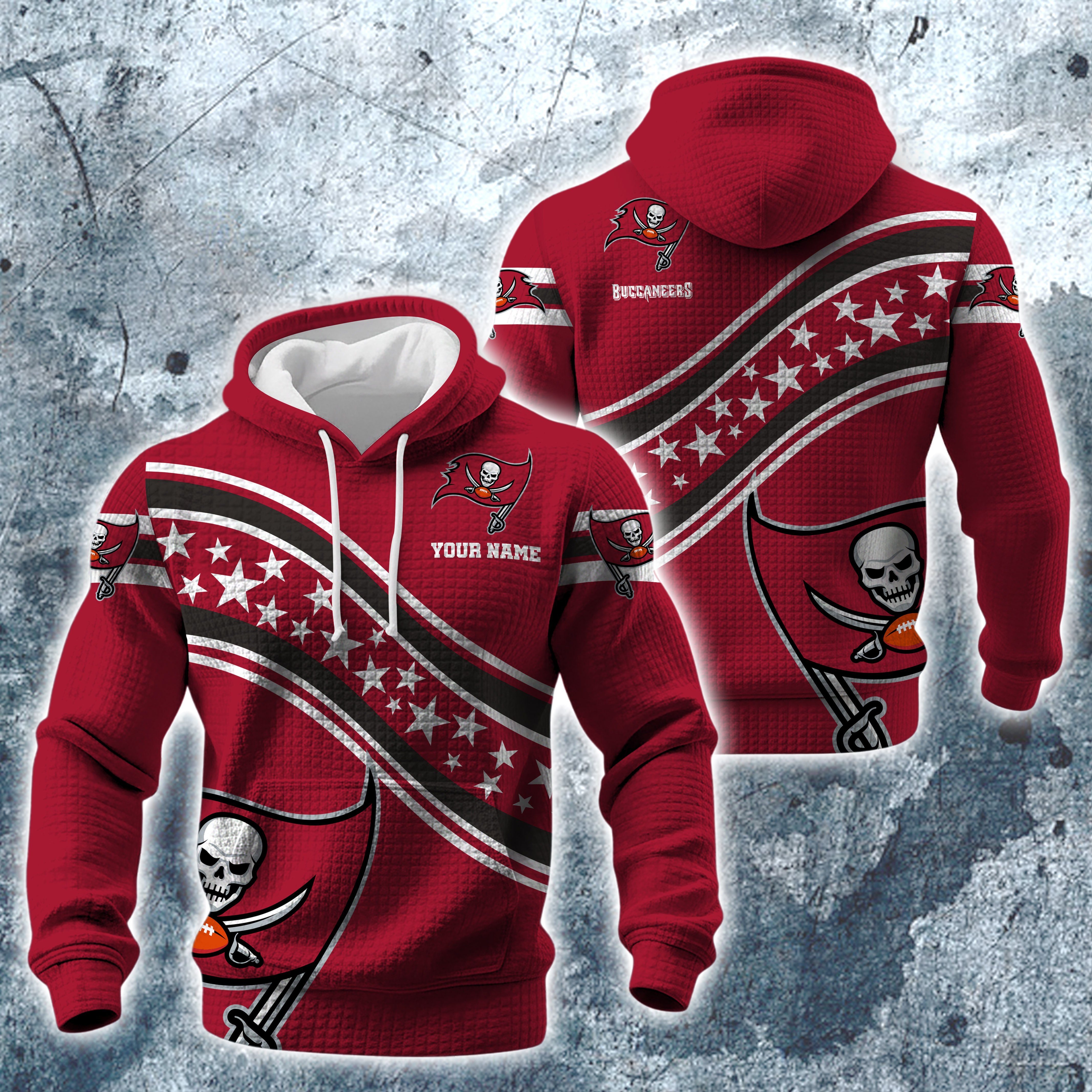 Tampa Bay Buccaneers Print Checkered Fabric Hooded Sweatshirt Custom Your Name, Gift For Sport EHIVM-10314338N