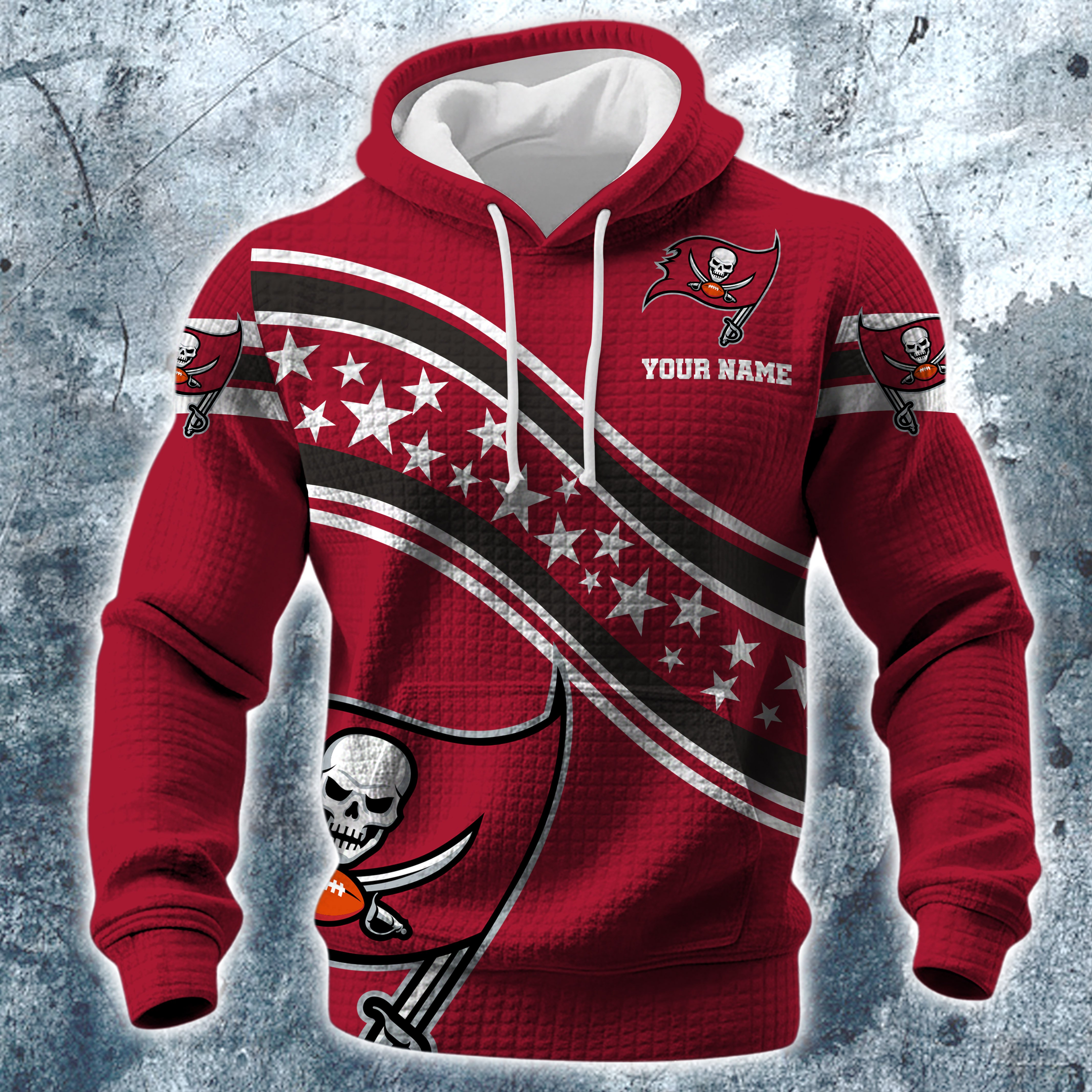 Alternative view of Tampa Bay Buccaneers Print Checkered Fabric Hooded Sweatshirt Custom Your Name, Gift For Sport EHIVM-10314338N