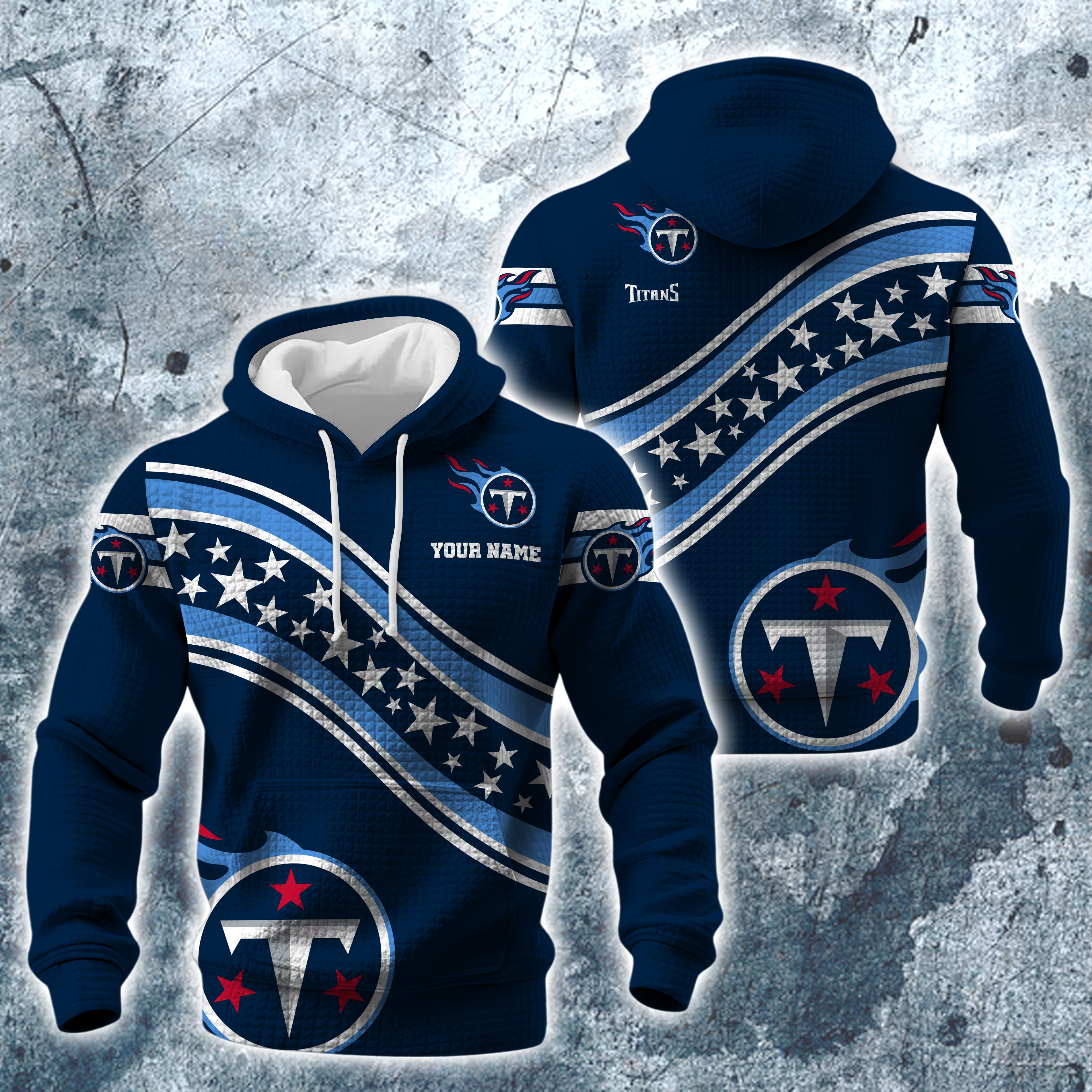 Tennessee Titans Print Checkered Fabric Hooded Sweatshirt Custom Your Name, Gift For Sport EHIVM-10314338N