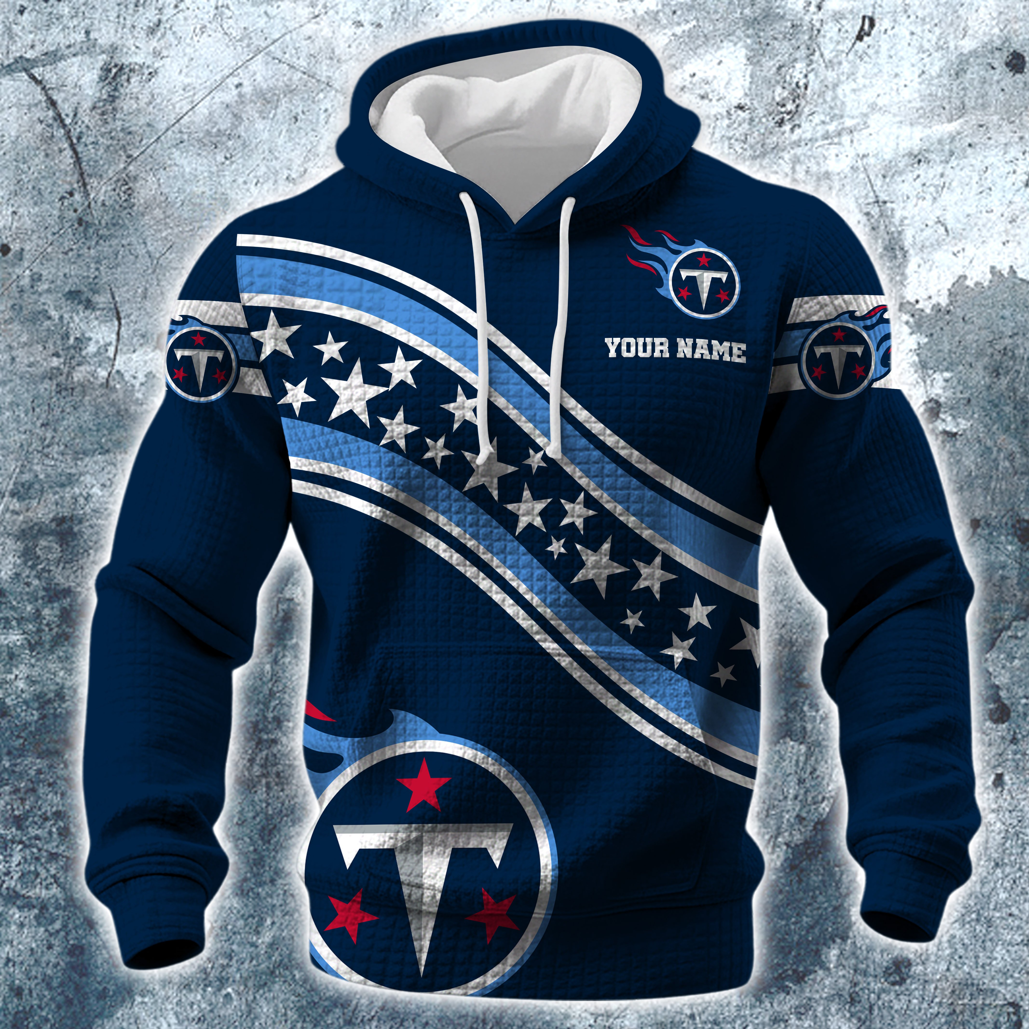 Alternative view of Tennessee Titans Print Checkered Fabric Hooded Sweatshirt Custom Your Name, Gift For Sport EHIVM-10314338N
