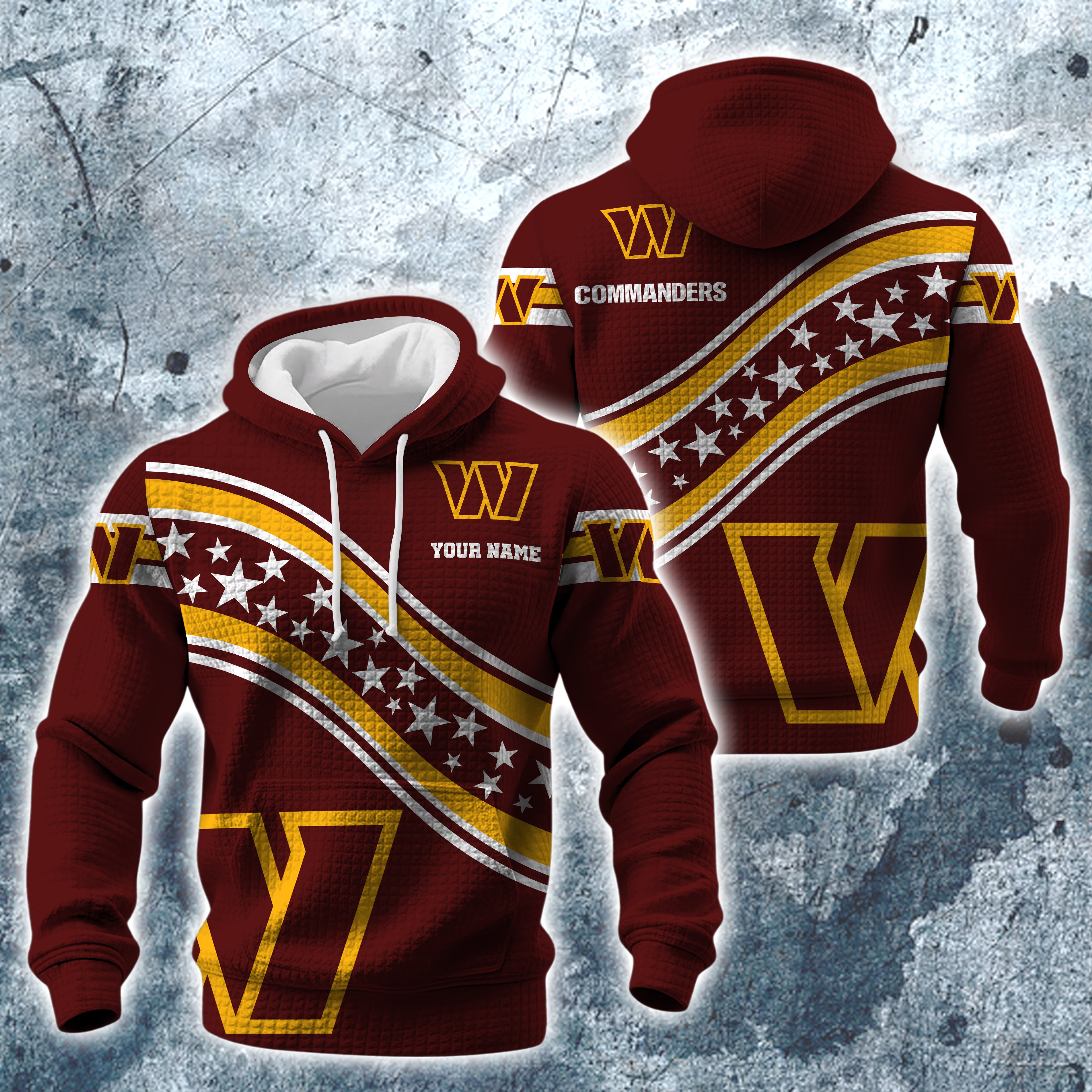 Washington Commanders Print Checkered Fabric Hooded Sweatshirt Custom Your Name, Gift For Sport EHIVM-10314338N