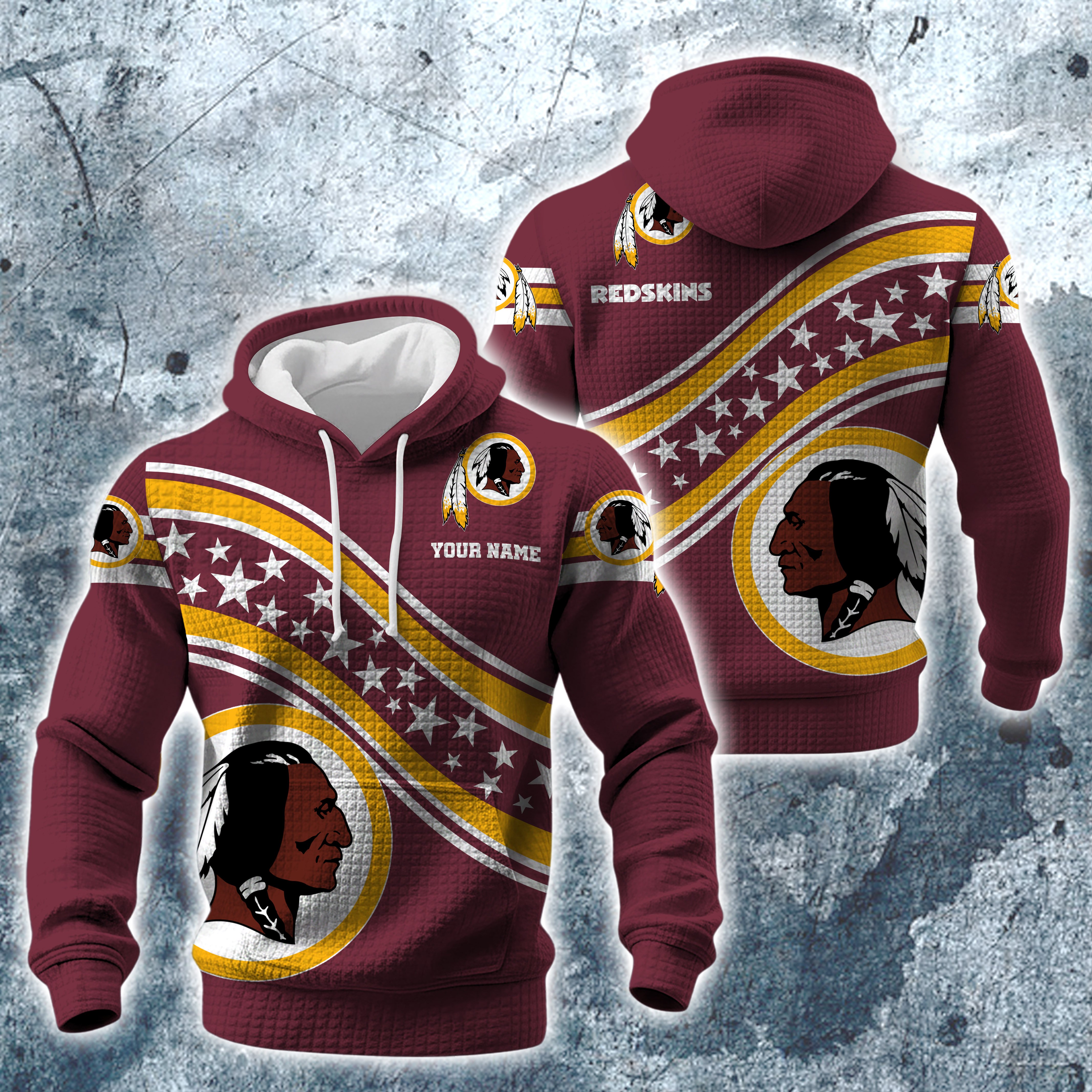 Washington Redskins Print Checkered Fabric Hooded Sweatshirt Custom Your Name, Gift For Sport EHIVM-10314338N