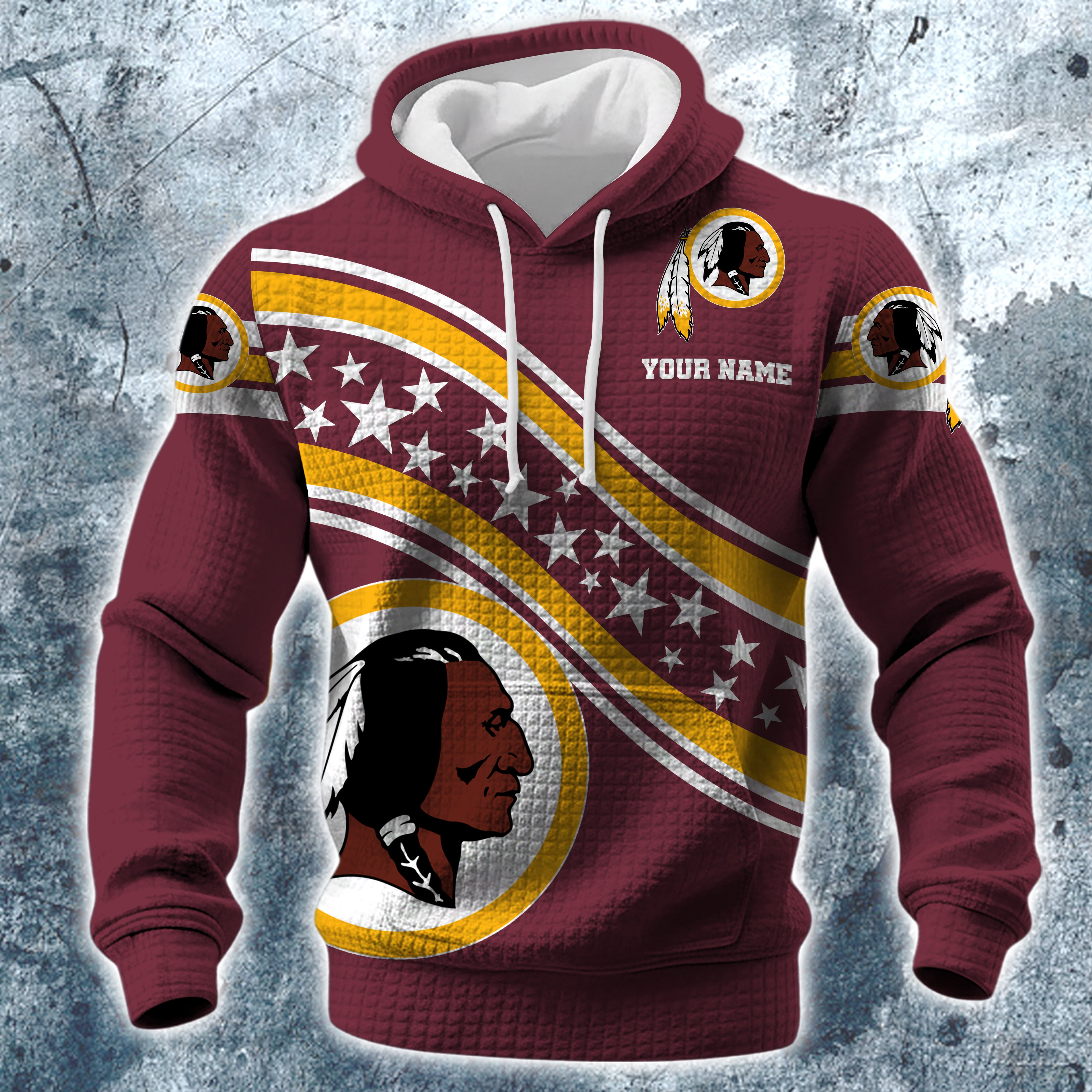 Alternative view of Washington Redskins Print Checkered Fabric Hooded Sweatshirt Custom Your Name, Gift For Sport EHIVM-10314338N
