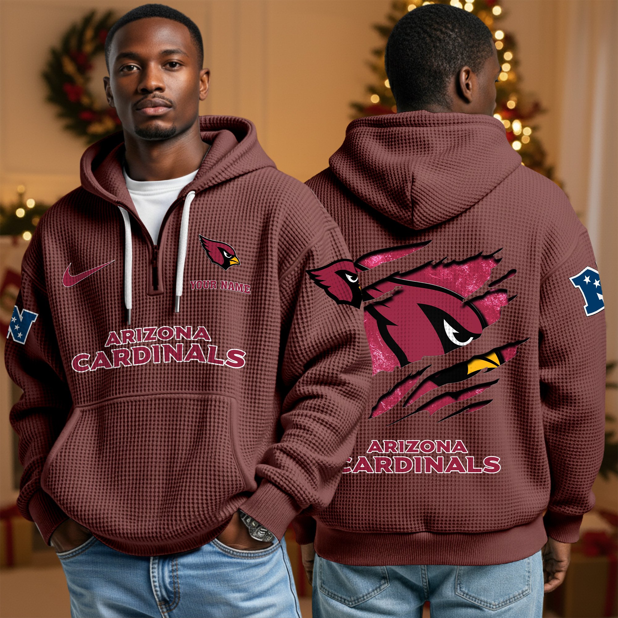Arizona Cardinals Personalized Quarter Zip Hoodie Custom Your Name, Sport Hoodie EHIVM-10043884N