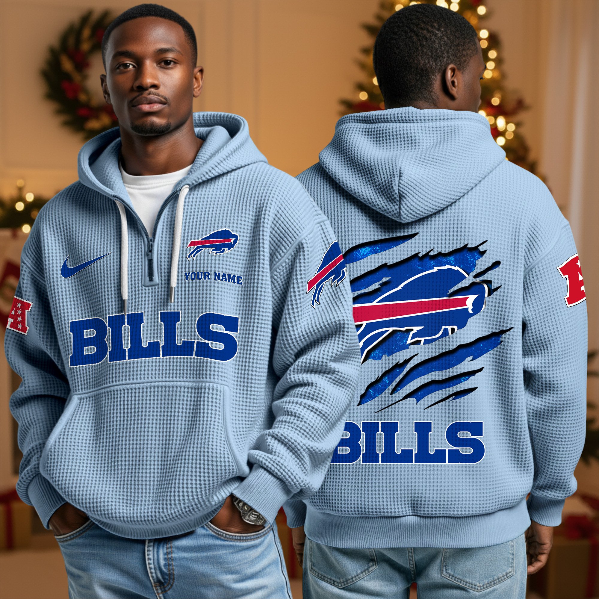 Buffalo Bills Personalized Quarter Zip Hoodie Custom Your Name, Sport Hoodie EHIVM-10043884N