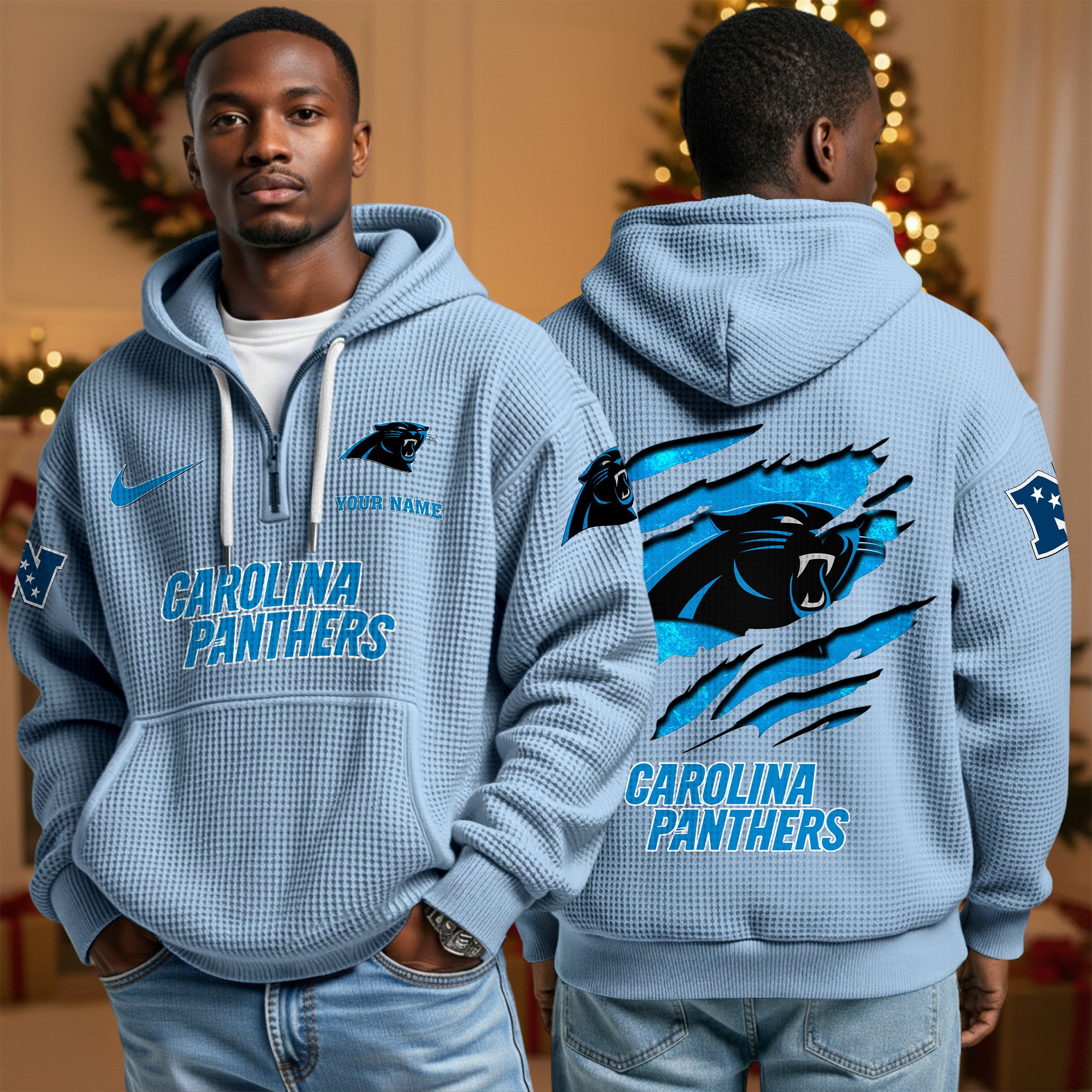 Carolina Panthers Personalized Quarter Zip Hoodie Custom Your Name, Sport Hoodie EHIVM-10043884N