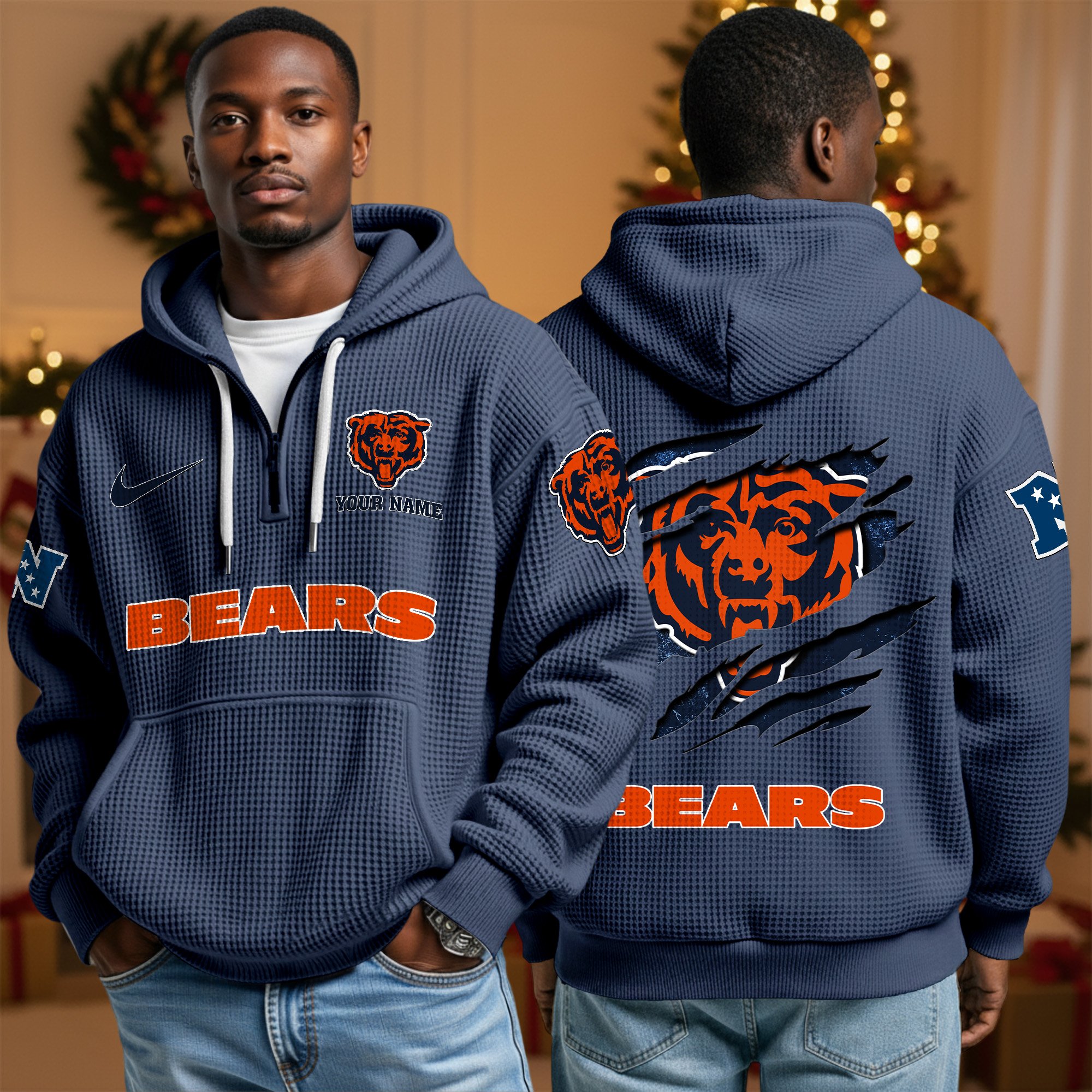Chicago Bears Personalized Quarter Zip Hoodie Custom Your Name, Sport Hoodie EHIVM-10043884N