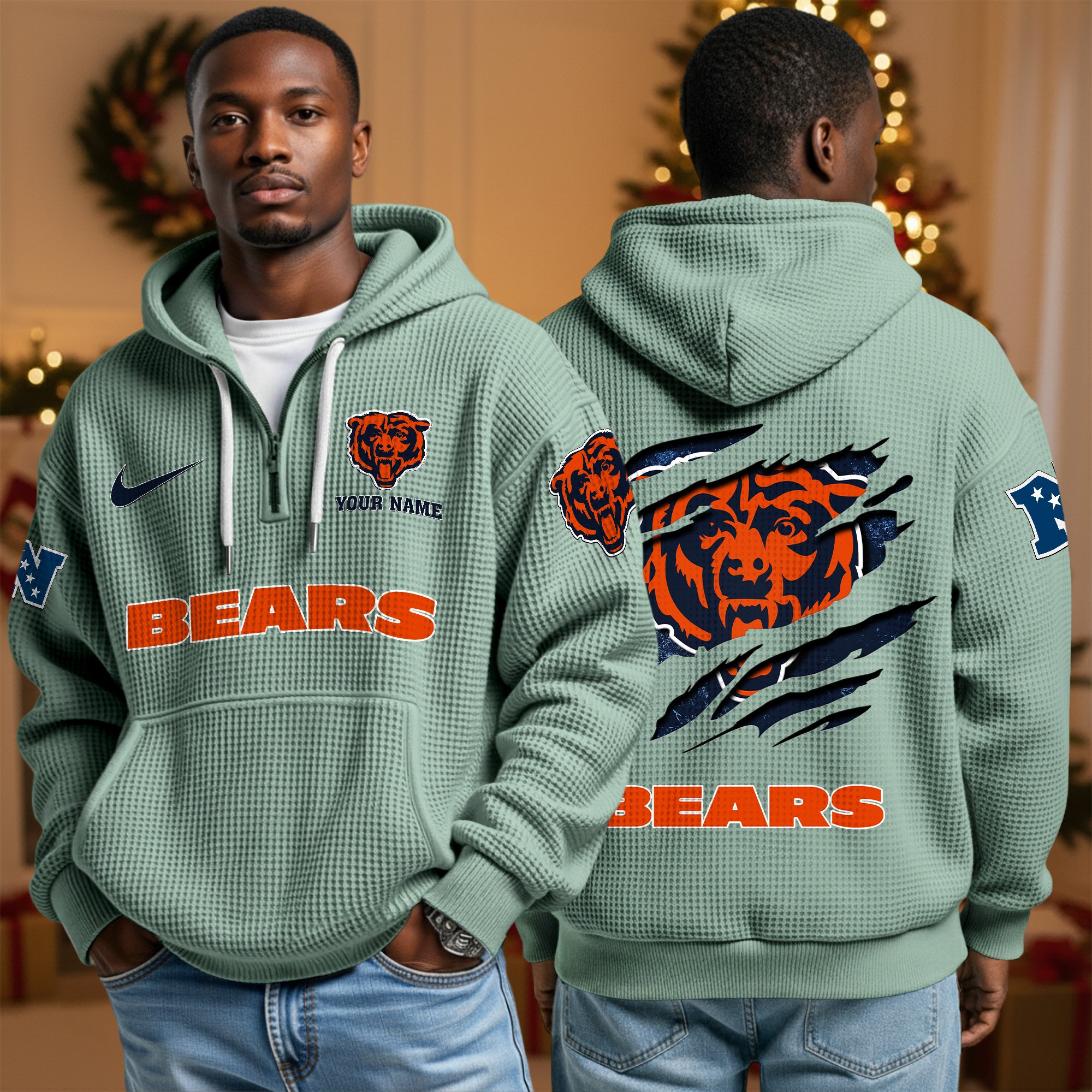 Chicago Bears Personalized Quarter Zip Hoodie Custom Your Name, Sport Hoodie EHIVM-10043884N - Image 3