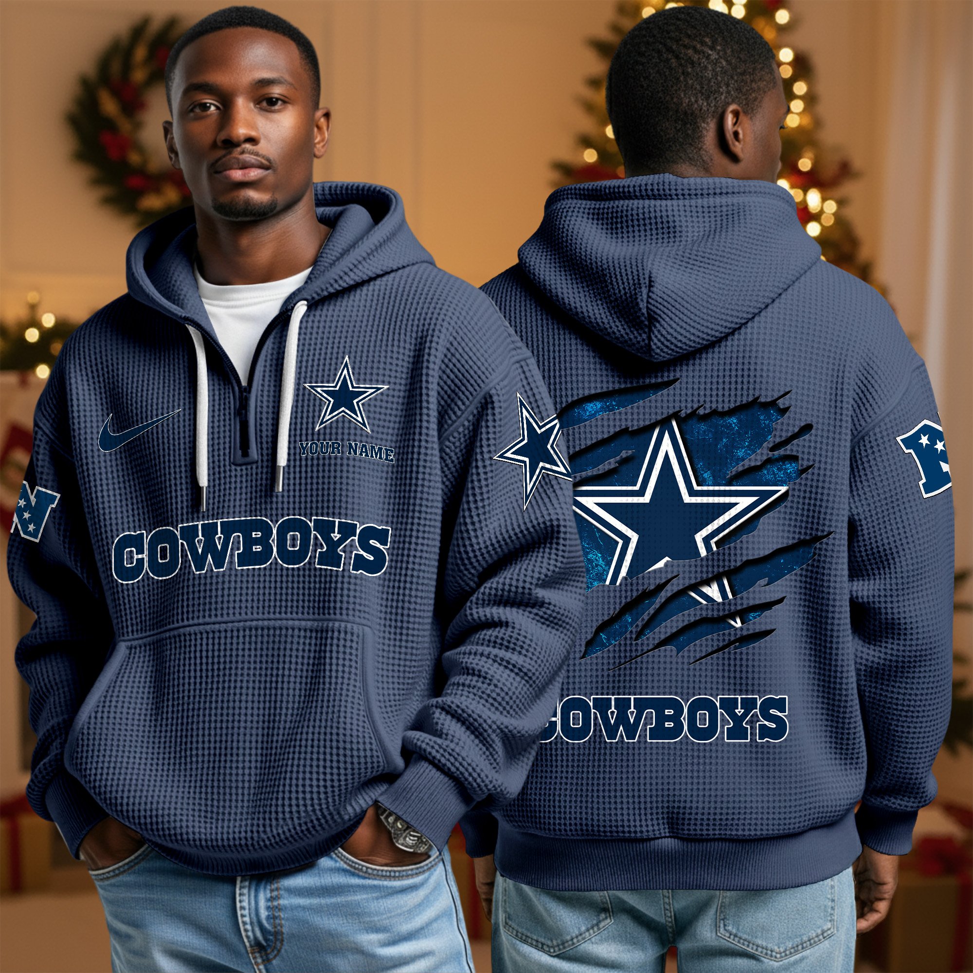 Dallas Cowboys Personalized Quarter Zip Hoodie Custom Your Name, Sport Hoodie EHIVM-10043884N