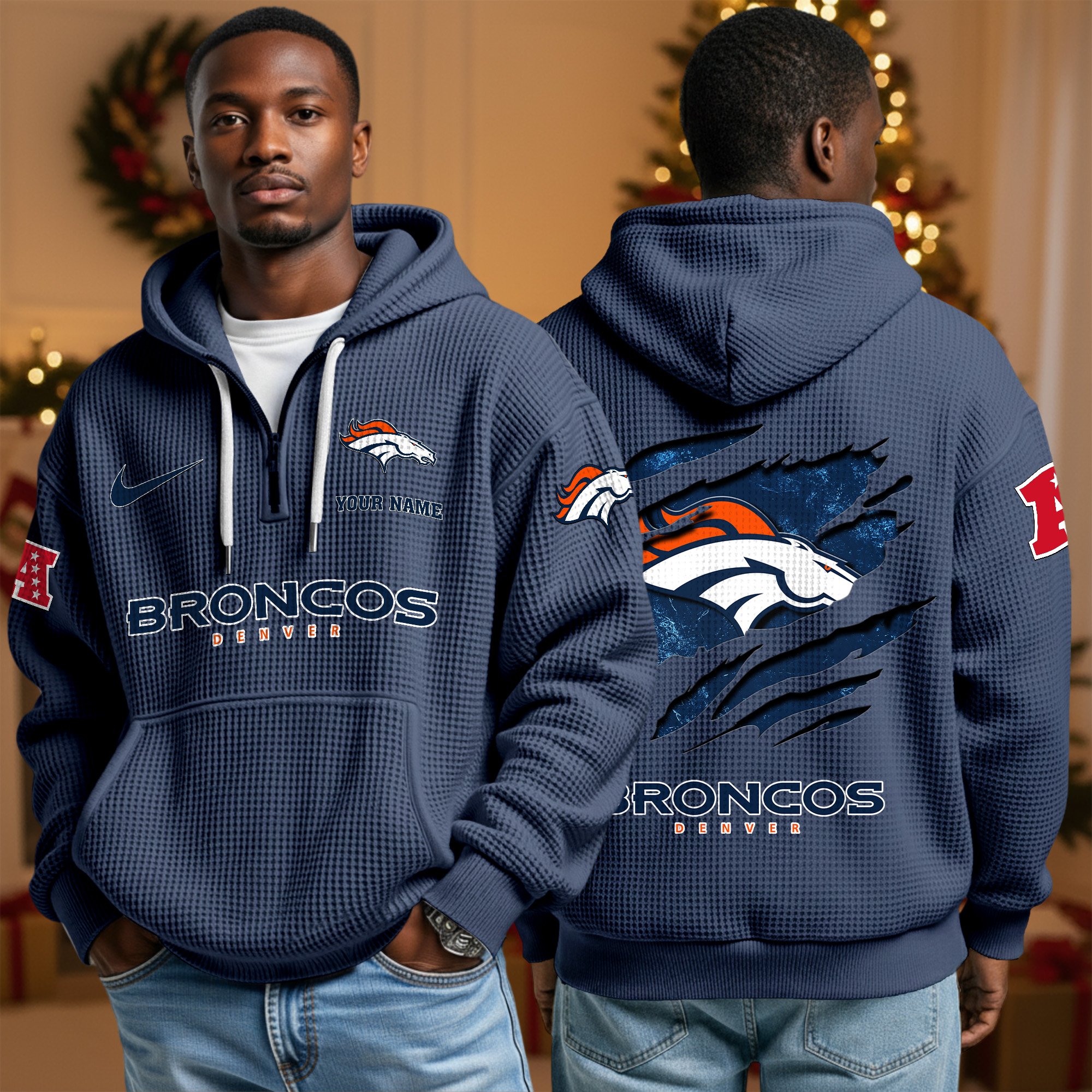 Denver Broncos Personalized Quarter Zip Hoodie Custom Your Name, Sport Hoodie EHIVM-10043884N
