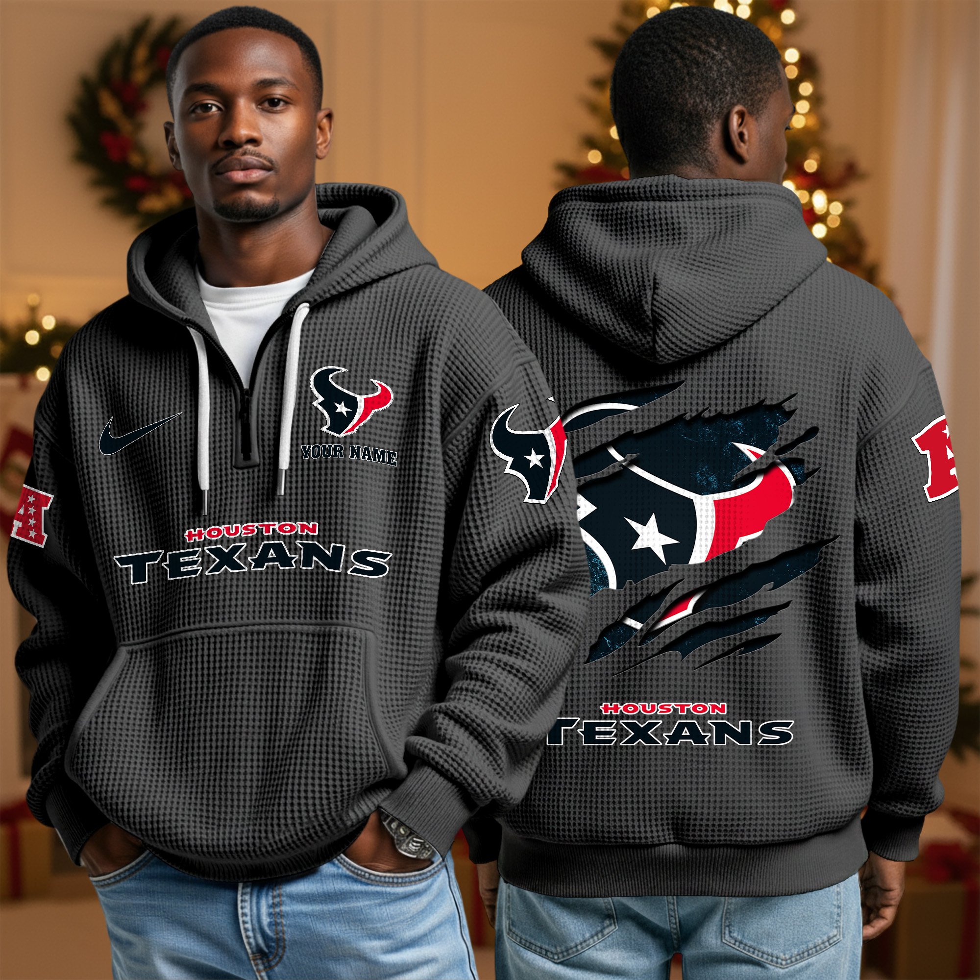Houston Texans Personalized Quarter Zip Hoodie Custom Your Name, Sport Hoodie EHIVM-10043884N