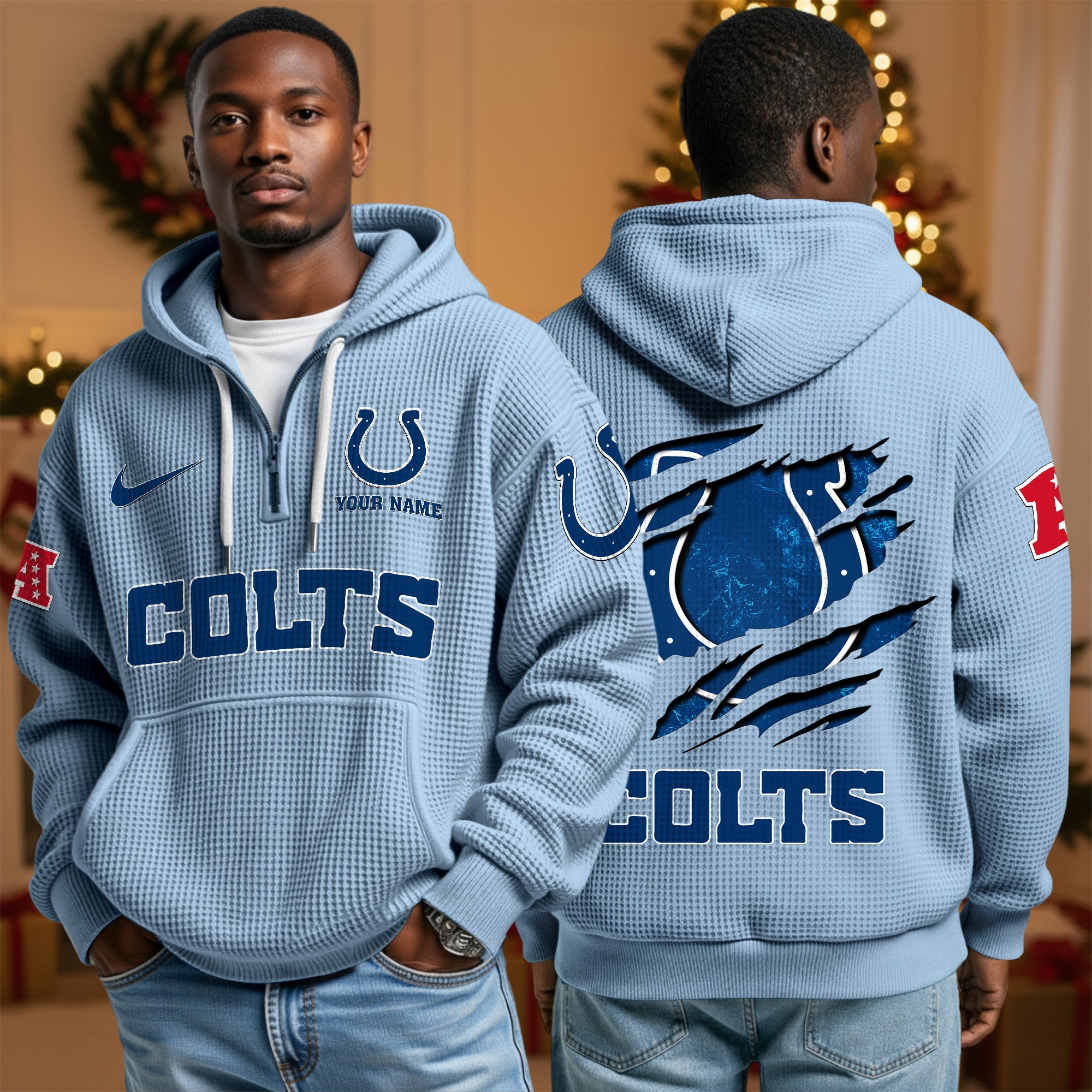 Indianapolis Colts Personalized Quarter Zip Hoodie Custom Your Name, Sport Hoodie EHIVM-10043884N