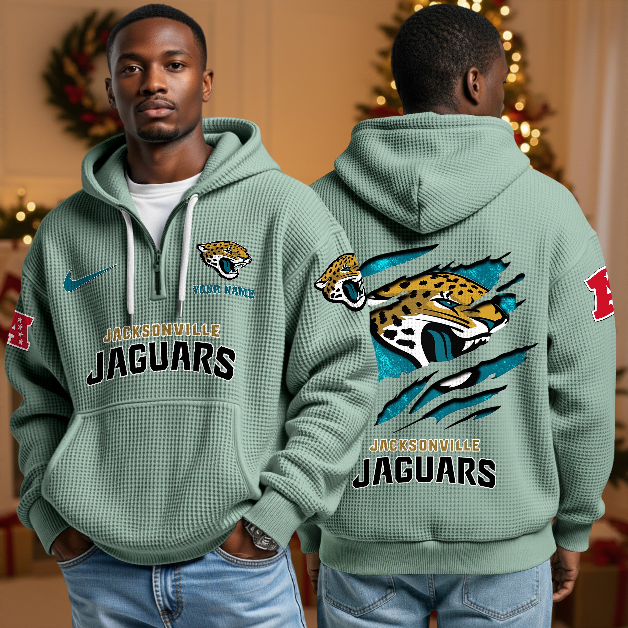 Jacksonville Jaguars Personalized Quarter Zip Hoodie Custom Your Name, Sport Hoodie EHIVM-10043884N
