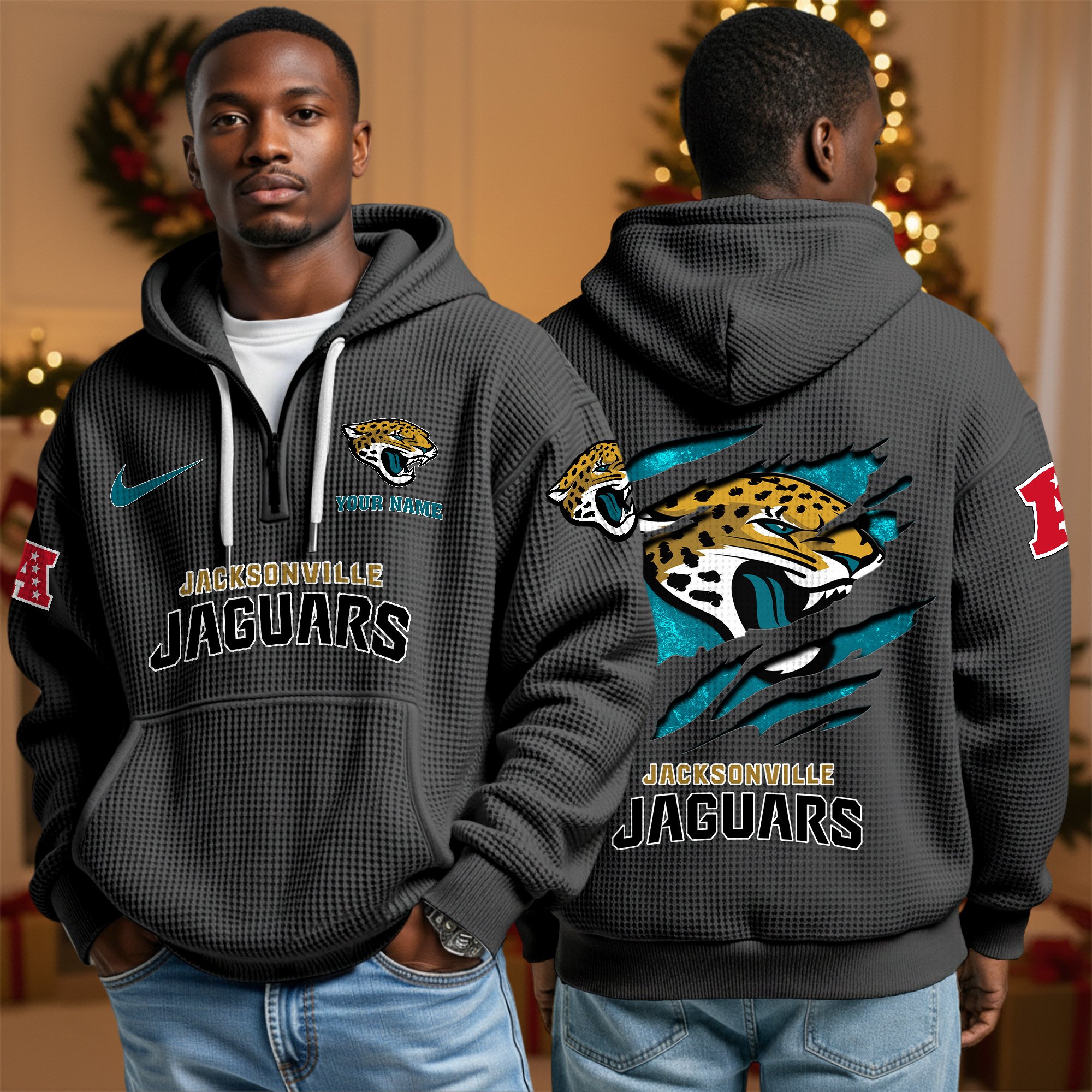 Alternative view of Jacksonville Jaguars Personalized Quarter Zip Hoodie Custom Your Name, Sport Hoodie EHIVM-10043884N