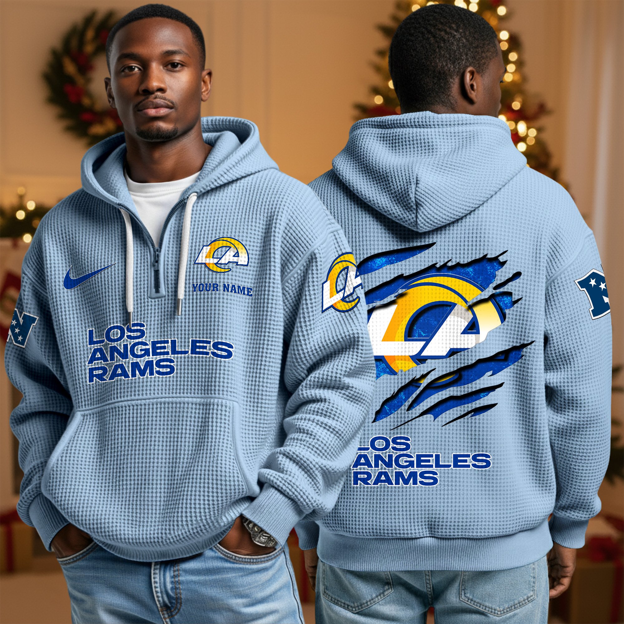 Los Angeles Rams Personalized Quarter Zip Hoodie Custom Your Name, Sport Hoodie EHIVM-10043884N