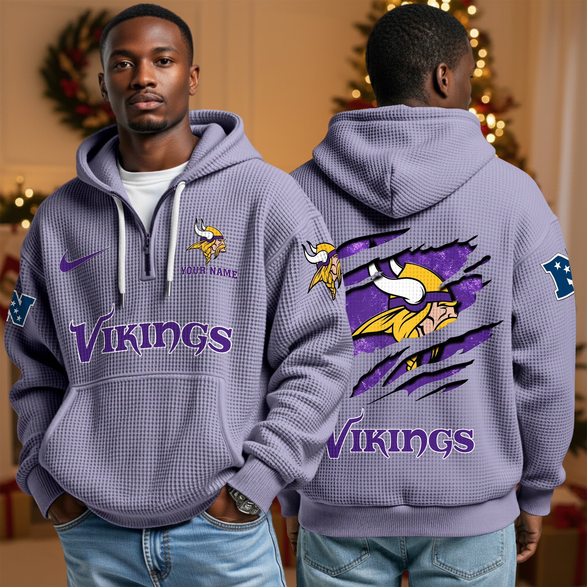 Minnesota Vikings Personalized Quarter Zip Hoodie Custom Your Name, Sport Hoodie EHIVM-10043884N