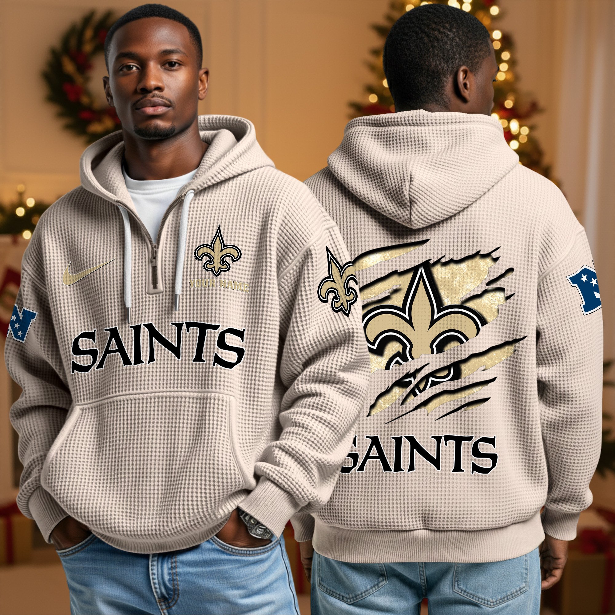 New Orleans Saints Personalized Quarter Zip Hoodie Custom Your Name, Sport Hoodie EHIVM-10043884N