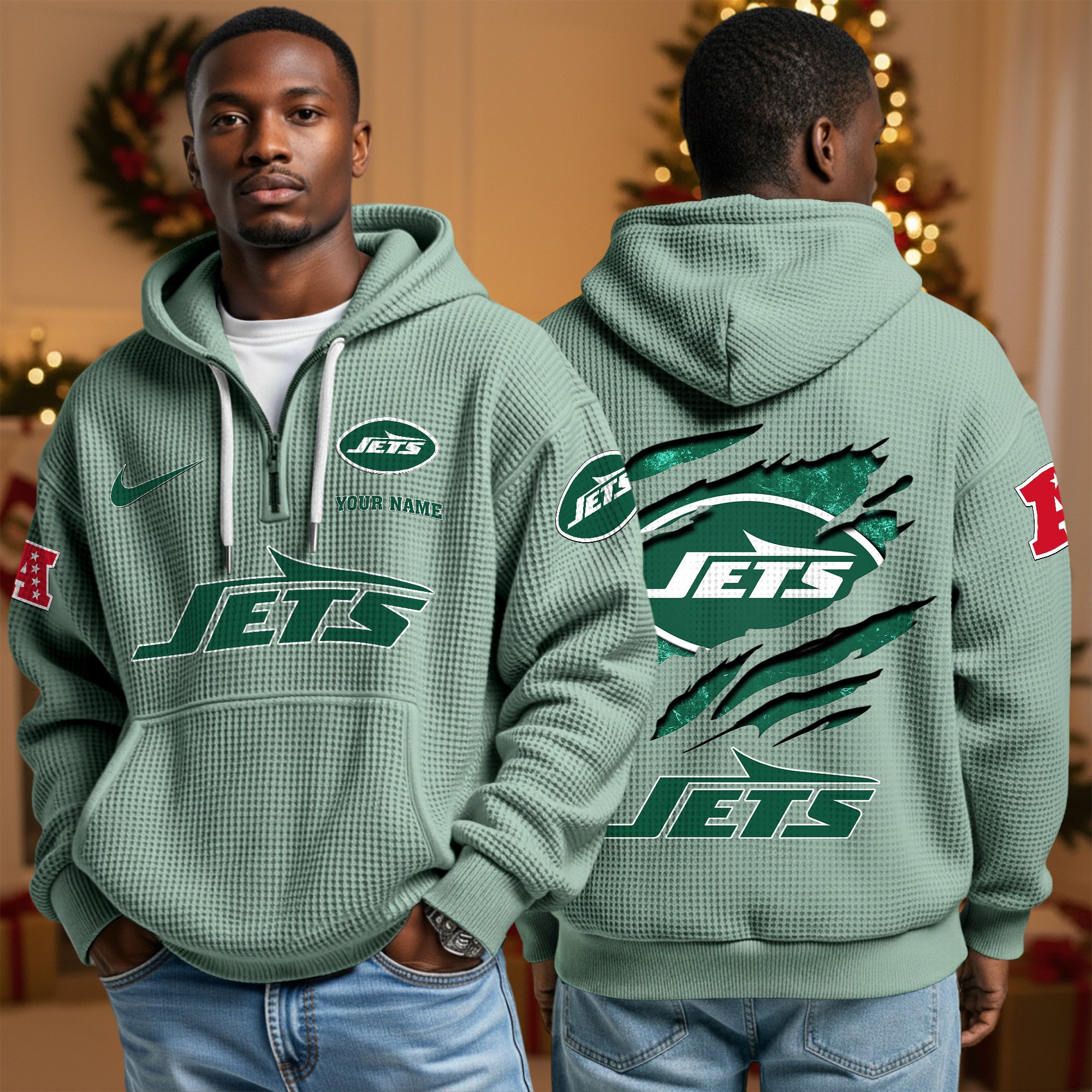 New York Jets Personalized Quarter Zip Hoodie Custom Your Name, Sport Hoodie EHIVM-10043884N