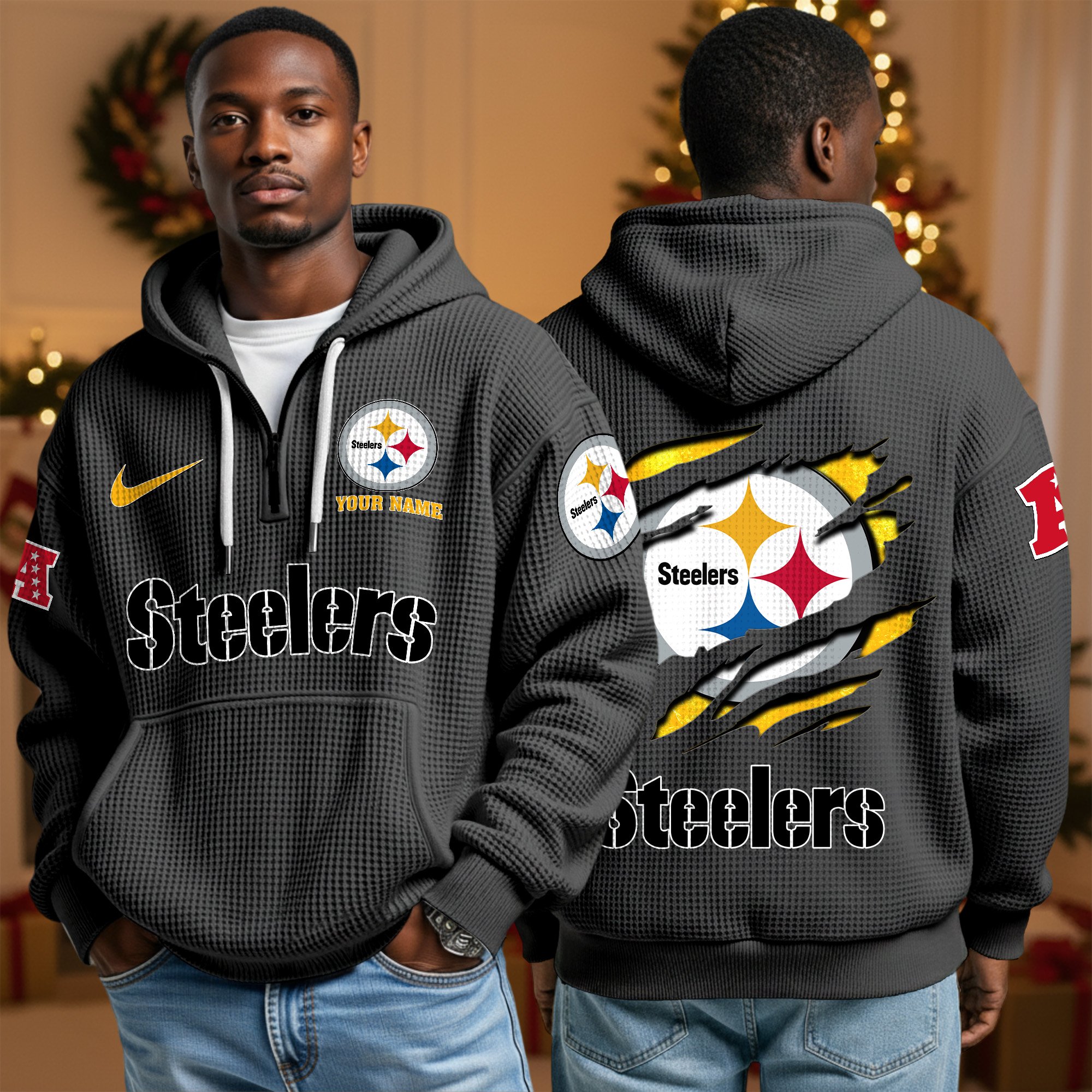 Pittsburgh Steelers Personalized Quarter Zip Hoodie Custom Your Name, Sport Hoodie EHIVM-10043884N