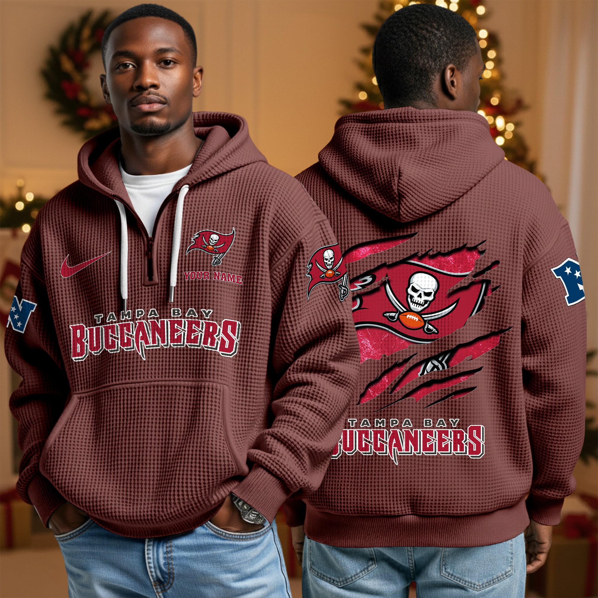 Tampa Bay Buccaneers Personalized Quarter Zip Hoodie Custom Your Name, Sport Hoodie EHIVM-10043884N