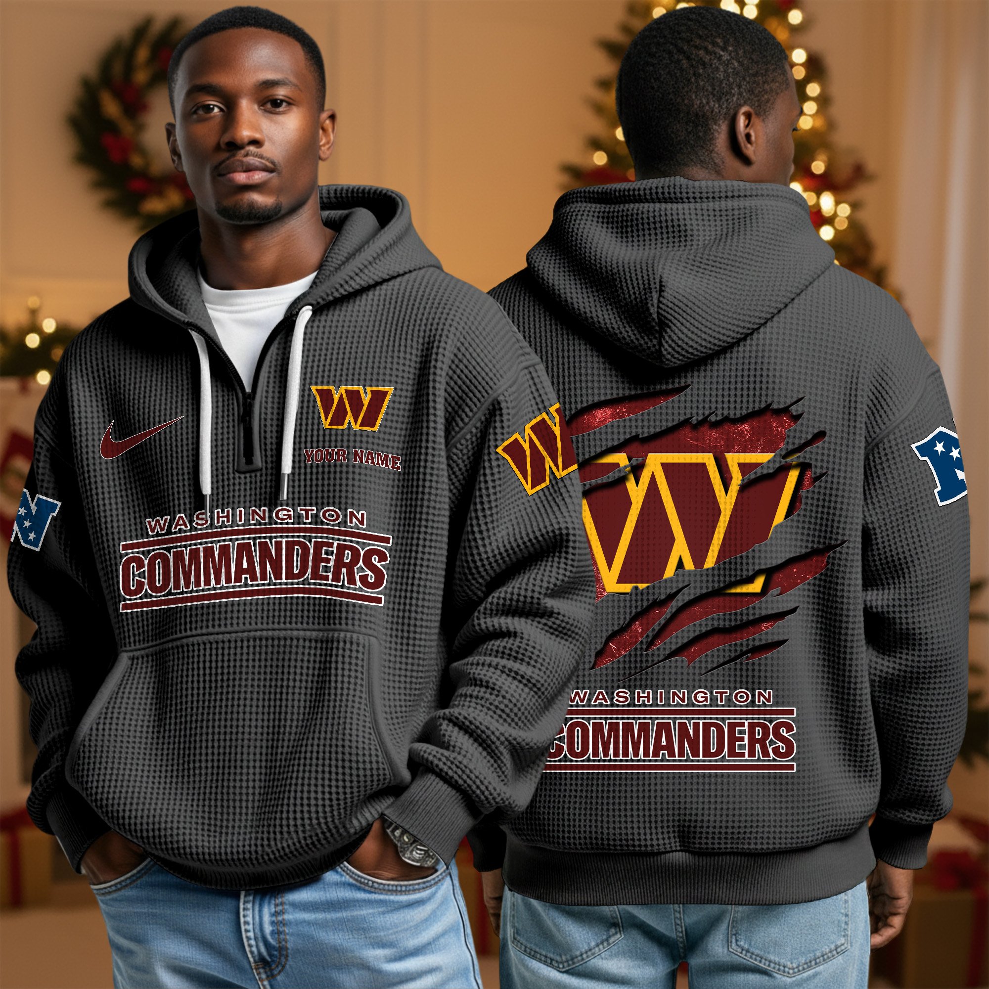 Washington Commanders Personalized Quarter Zip Hoodie Custom Your Name, Sport Hoodie EHIVM-10043884N