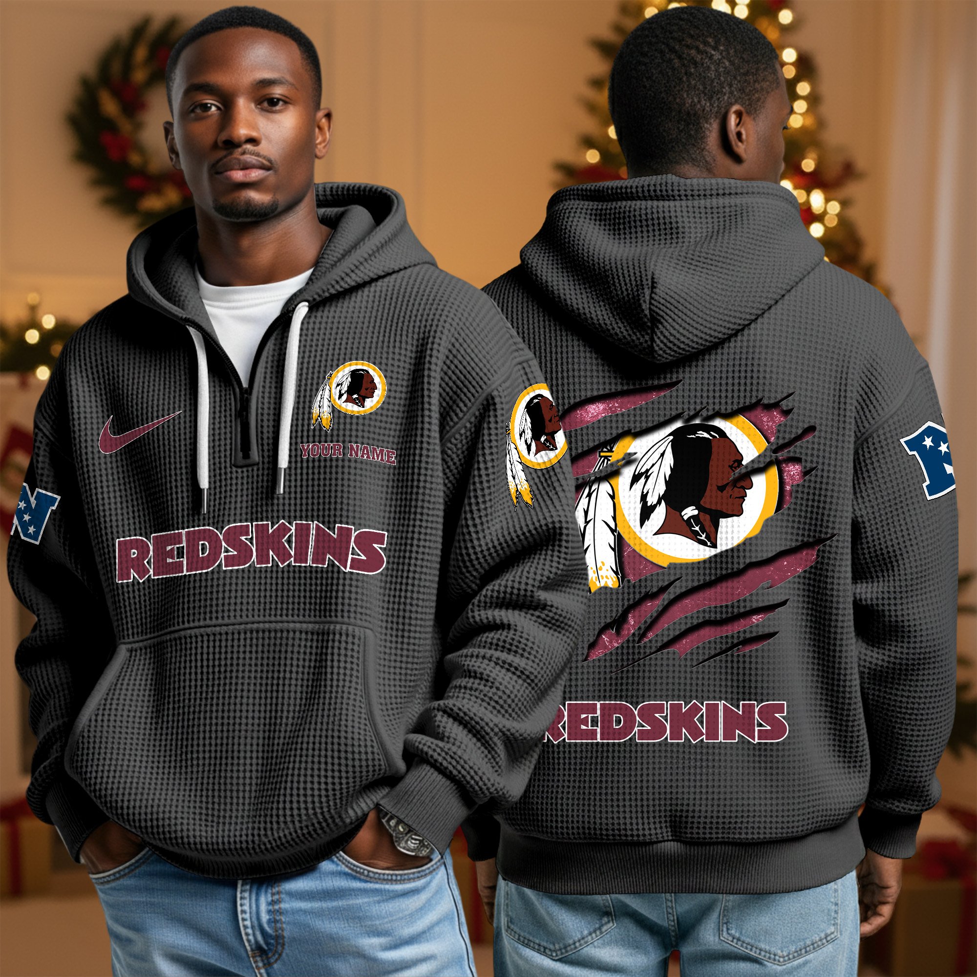 Washington Redskins Personalized Quarter Zip Hoodie Custom Your Name, Sport Hoodie EHIVM-10043884N
