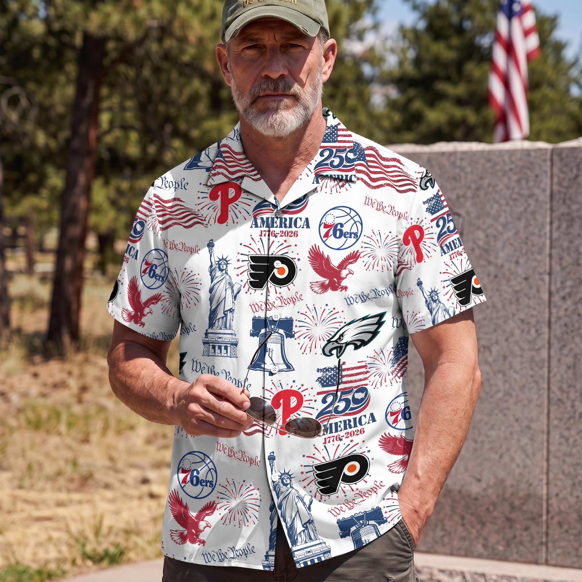 Philadelphia City Sports Hawaiian Shirt, We The People America 250, Fan Gifts - Image 4