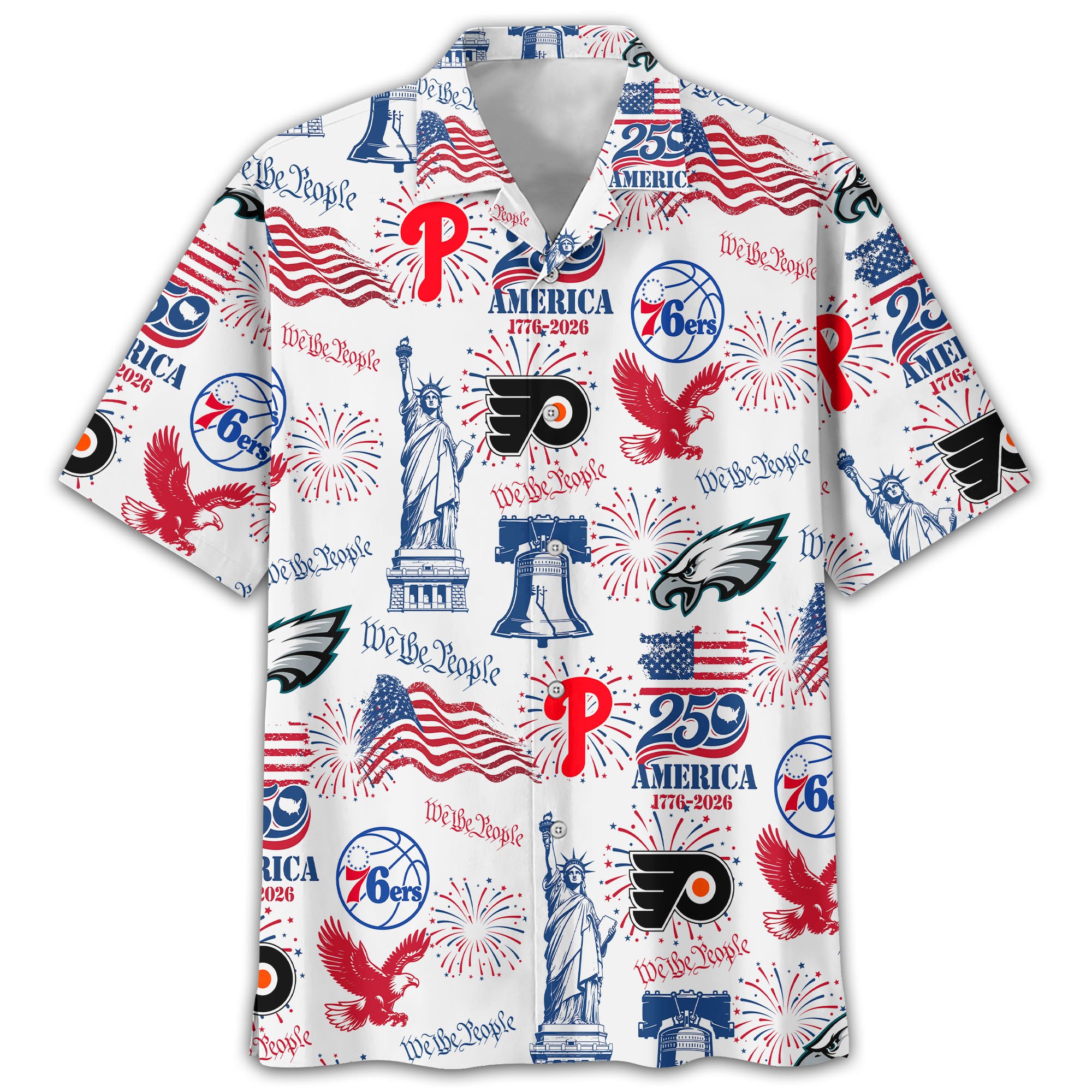Philadelphia City Sports Hawaiian Shirt, We The People America 250, Fan Gifts - Image 8