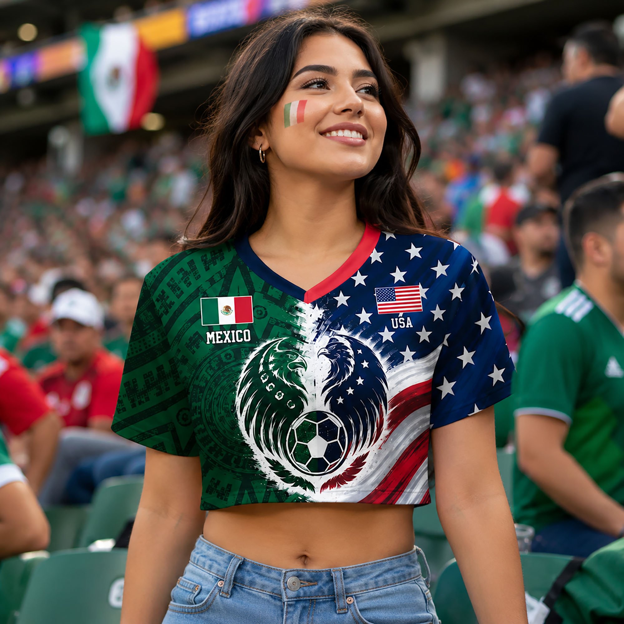 USA vs Mexico USA Women’s Soccer Crop Top Jersey – Custom Name & Number, Soccer Fan Gift - Image 8