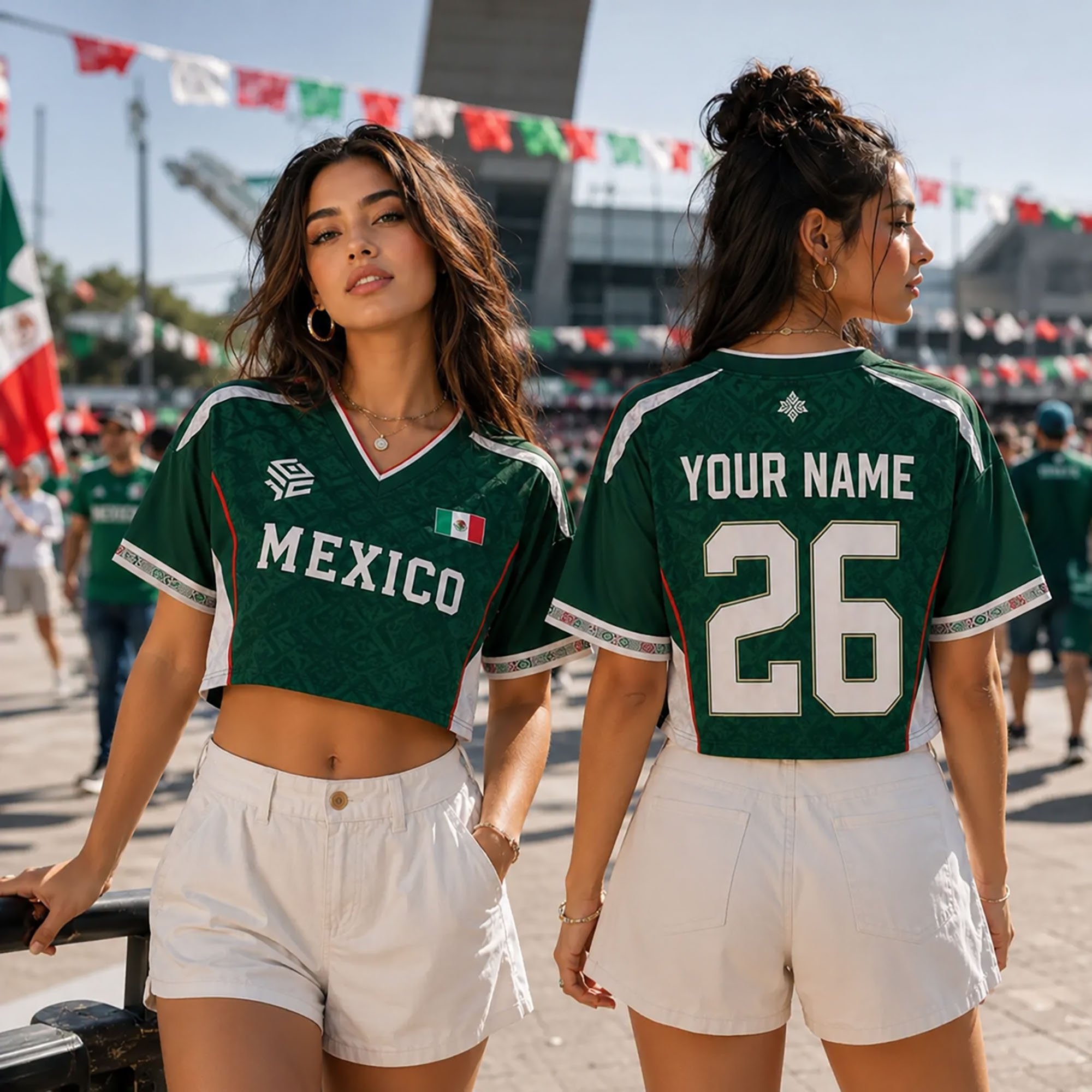 MEXICO Women’s Soccer Crop Top Jersey – Custom Name & Number, Sport Fan Shirt - Image 5