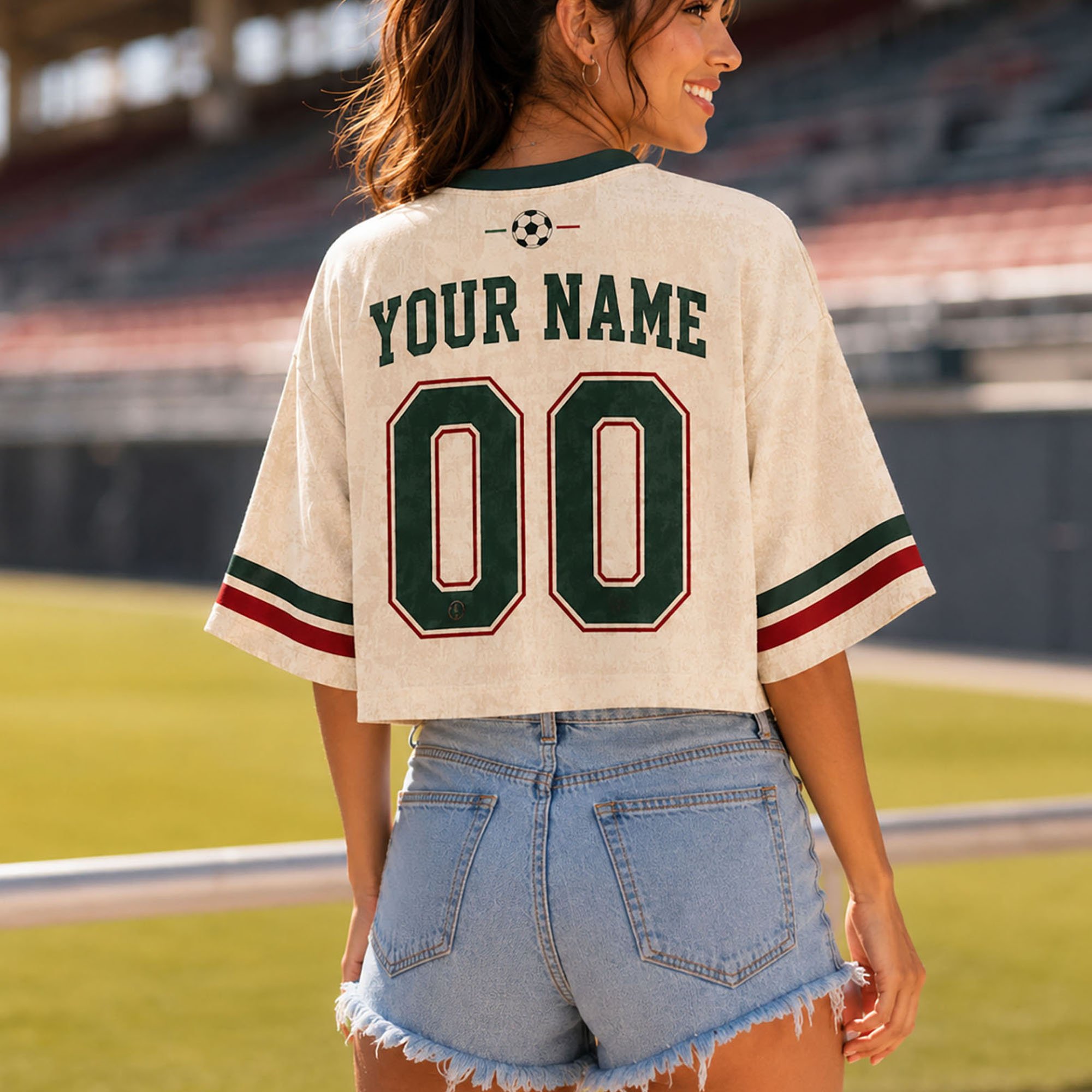 Mexico USA Women’s Soccer Crop Top Jersey – Custom Name & Number, Mexico Fan Shirt, Sport Gifts - Image 7