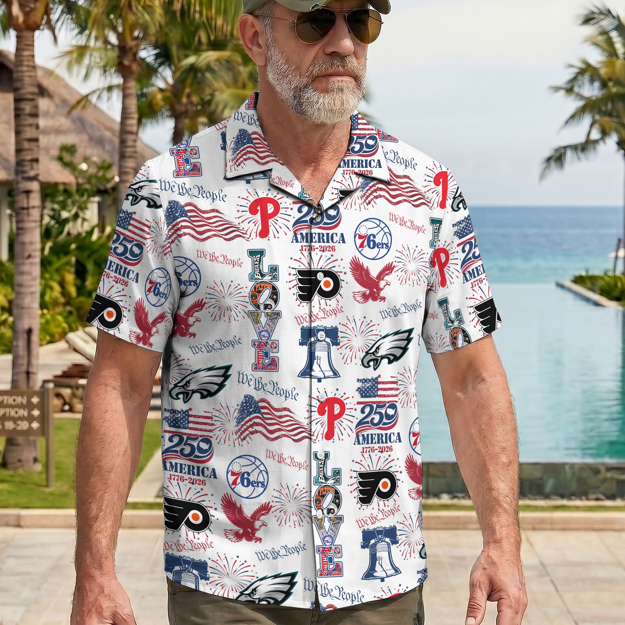 Philadelphia City Hawaiian Shirt, America 1776-2026 Shirt, Sport Gift For Fan - Image 2