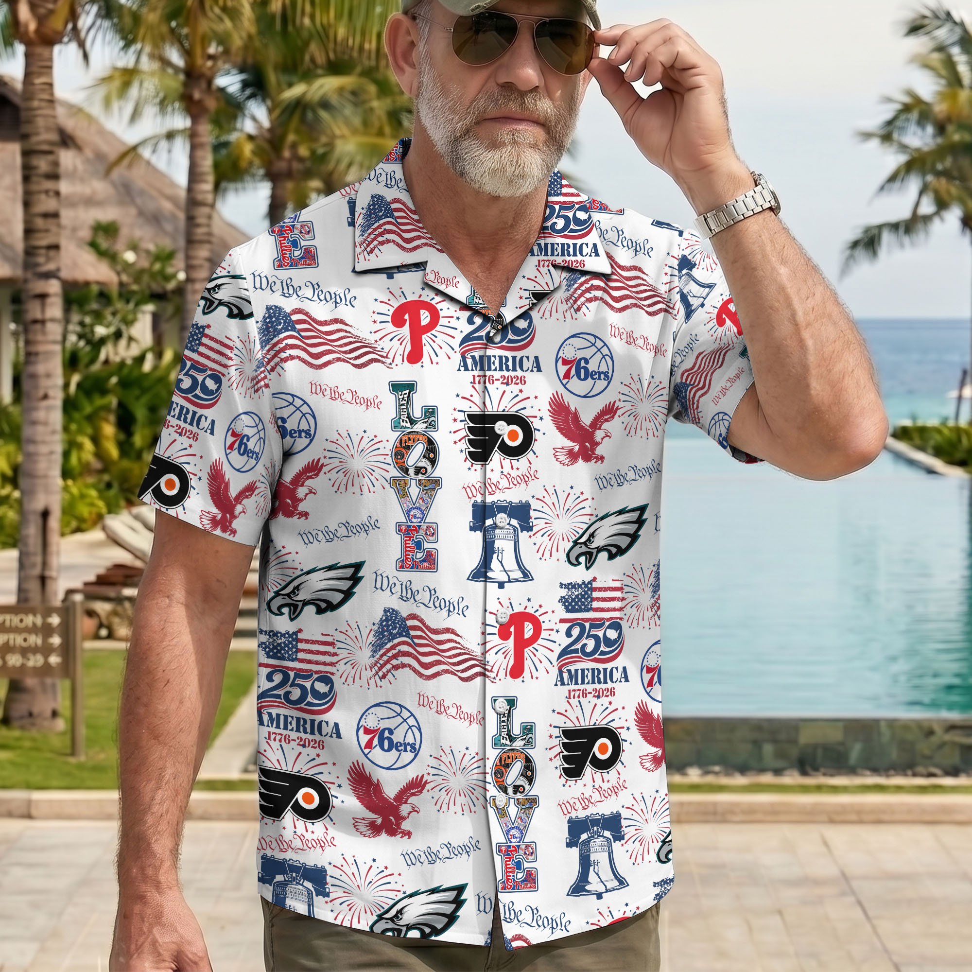 Philadelphia City Hawaiian Shirt, America 1776-2026 Shirt, Sport Gift For Fan - Image 3