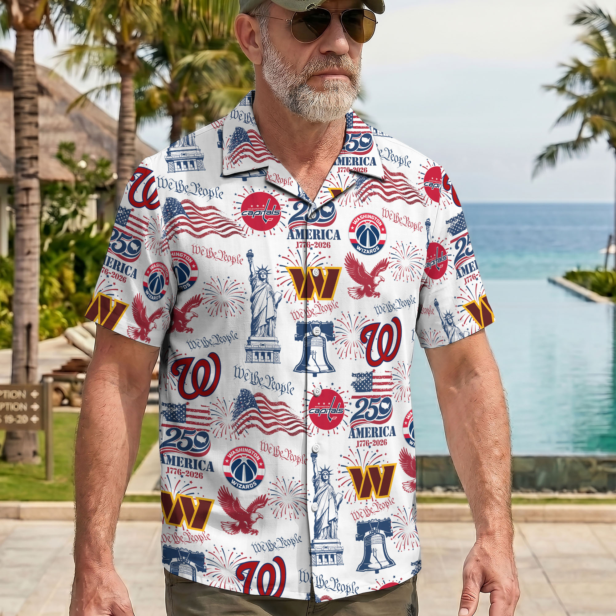 Alternative view of Washington D.C Sport Hawaii Shirt, We The People America 250, Fan Gifts