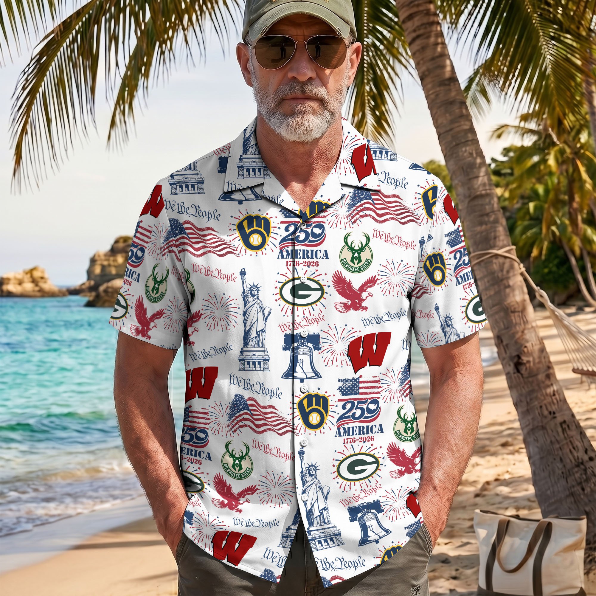 Wisconsin City Sport Hawaii Shirt, 250 America 1776-2026 Shirt, Sport Gift For Fan - Image 6