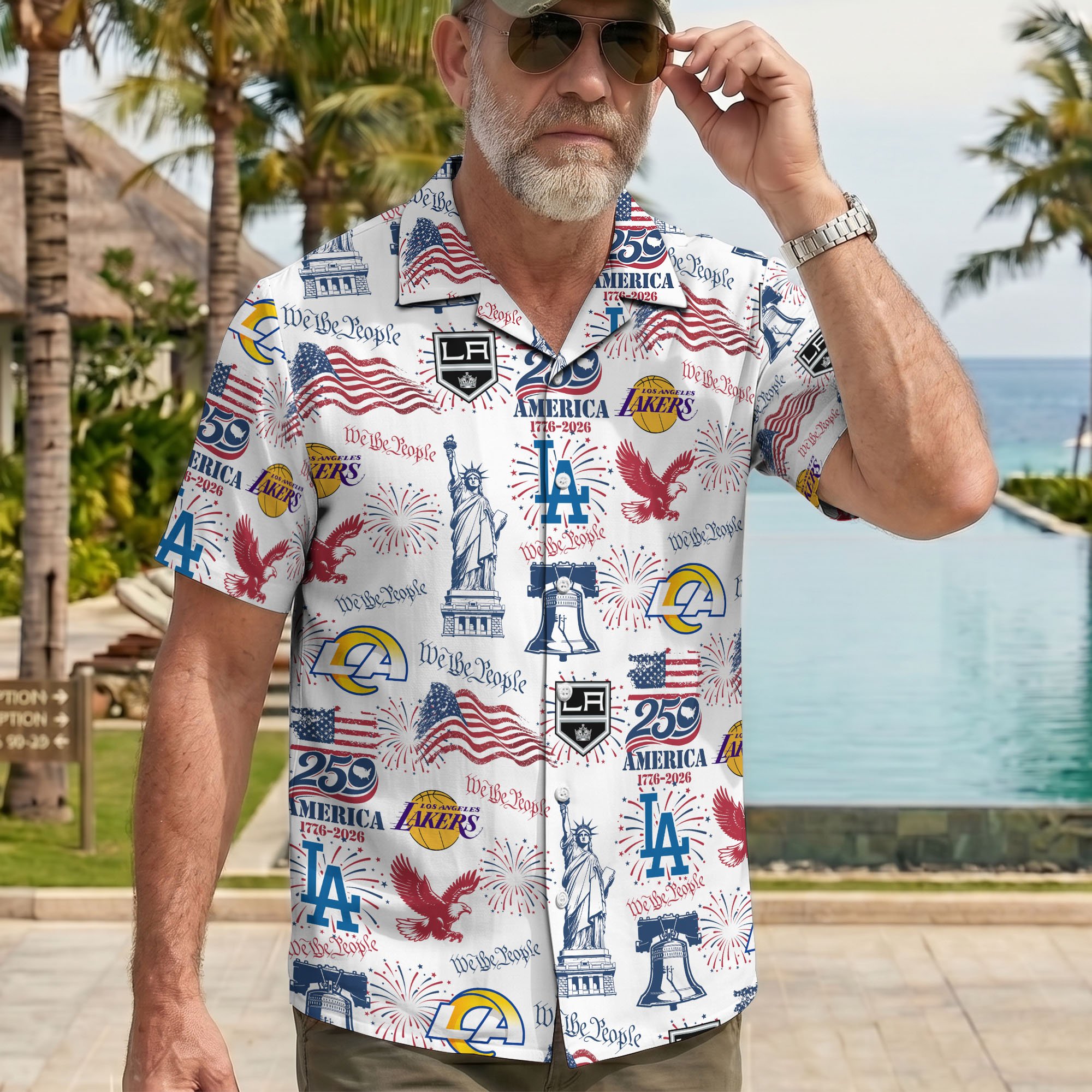 Los Angeles City Sport Hawaii Shirt, 250 America 1776-2026 Shirt, Sport Gift For Fan - Image 3