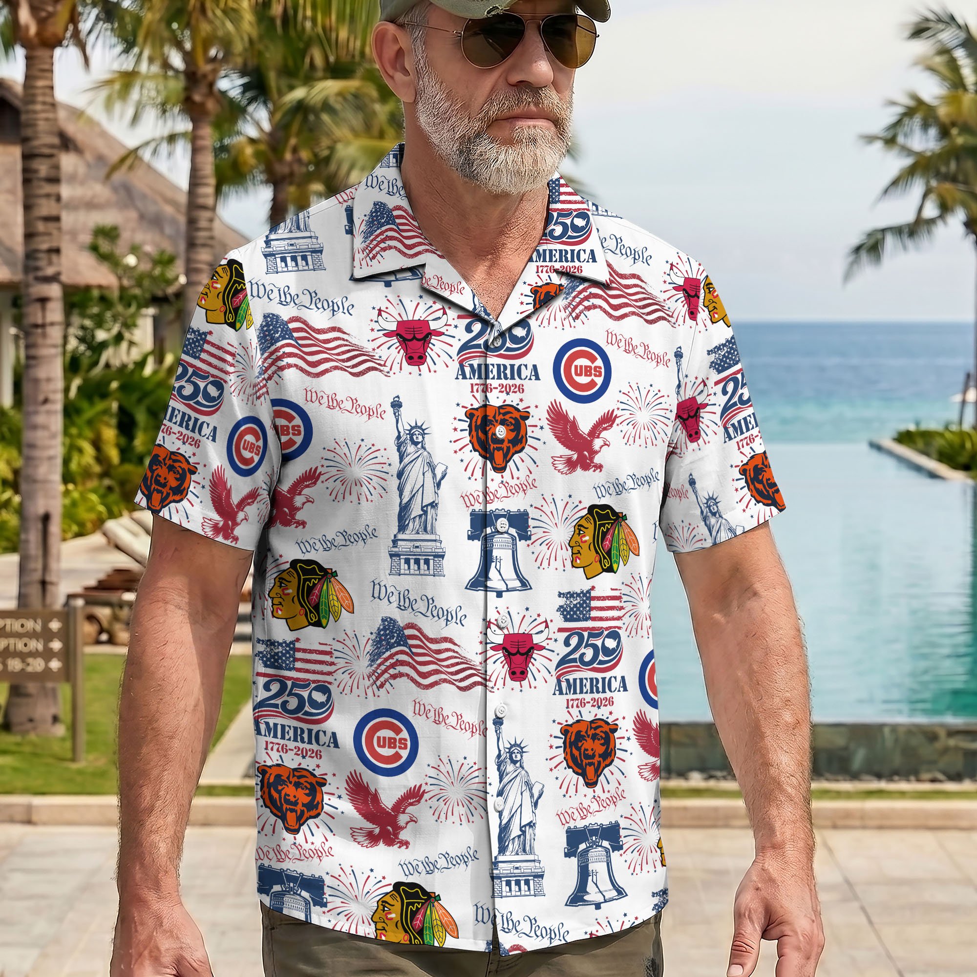 Alternative view of Chicago City Sport Hawaii Shirt, 250 America 1776-2026 Shirt, Sport Gift For Fan