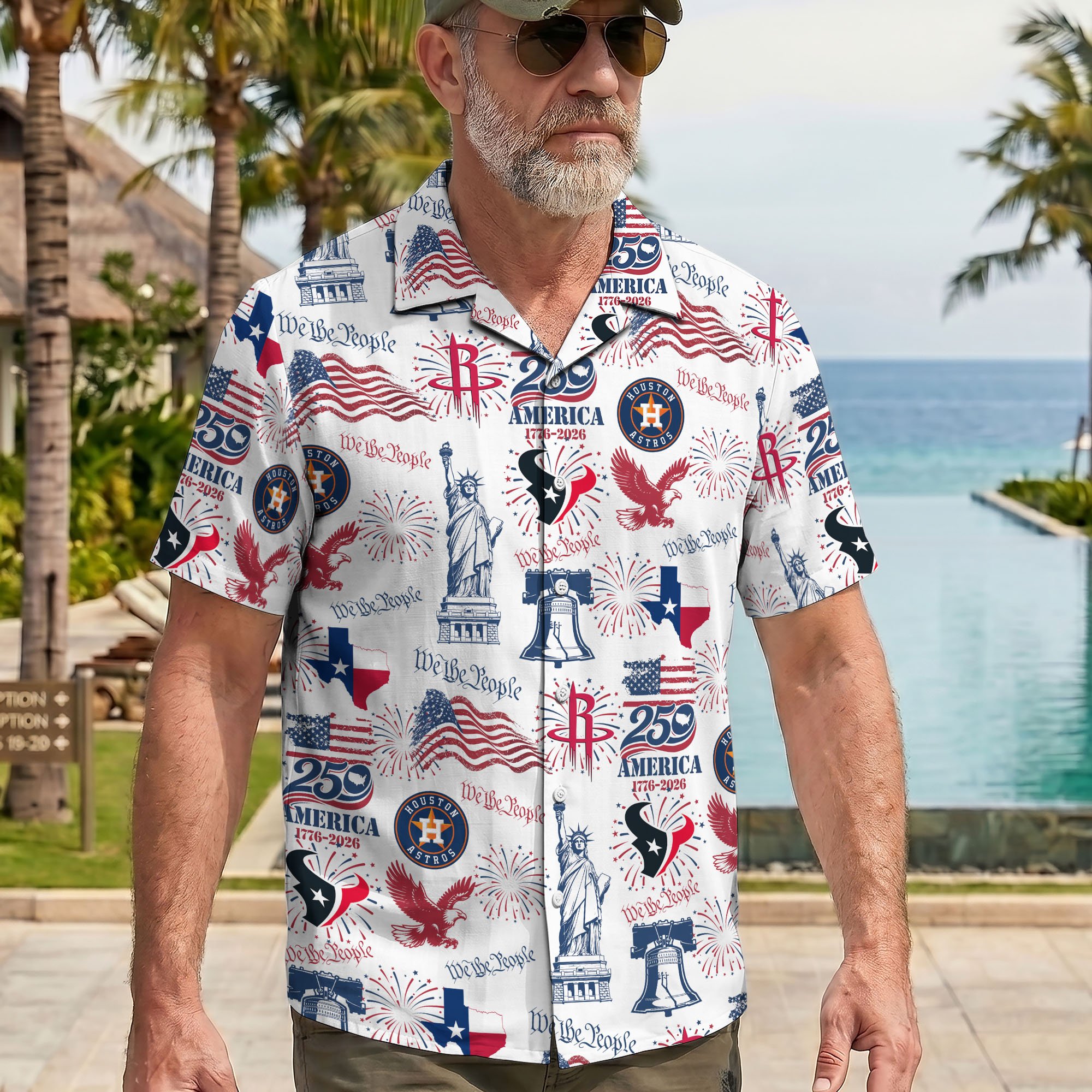 Alternative view of Houston City Sport Hawaii Shirt, 250 America 1776-2026 Shirt, Sport Gift For Fan