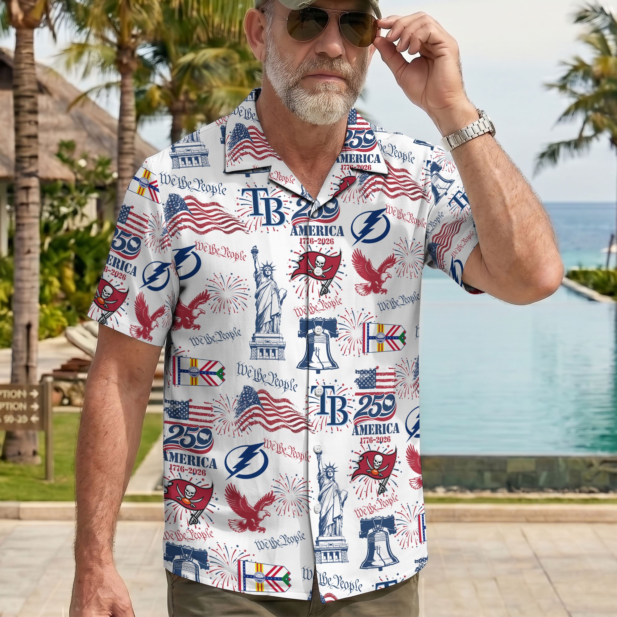 Tampa Bay Sport Hawaii Shirt, 250 America 1776-2026 Shirt, Sport Gift For Fan - Image 3