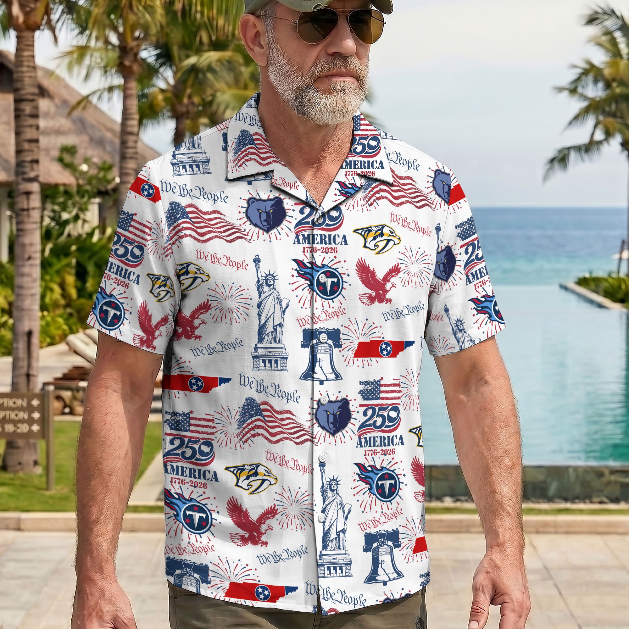Alternative view of Tennessee Sport Hawaii Shirt, 250 America 1776-2026 Shirt, Sport Gift For Fan