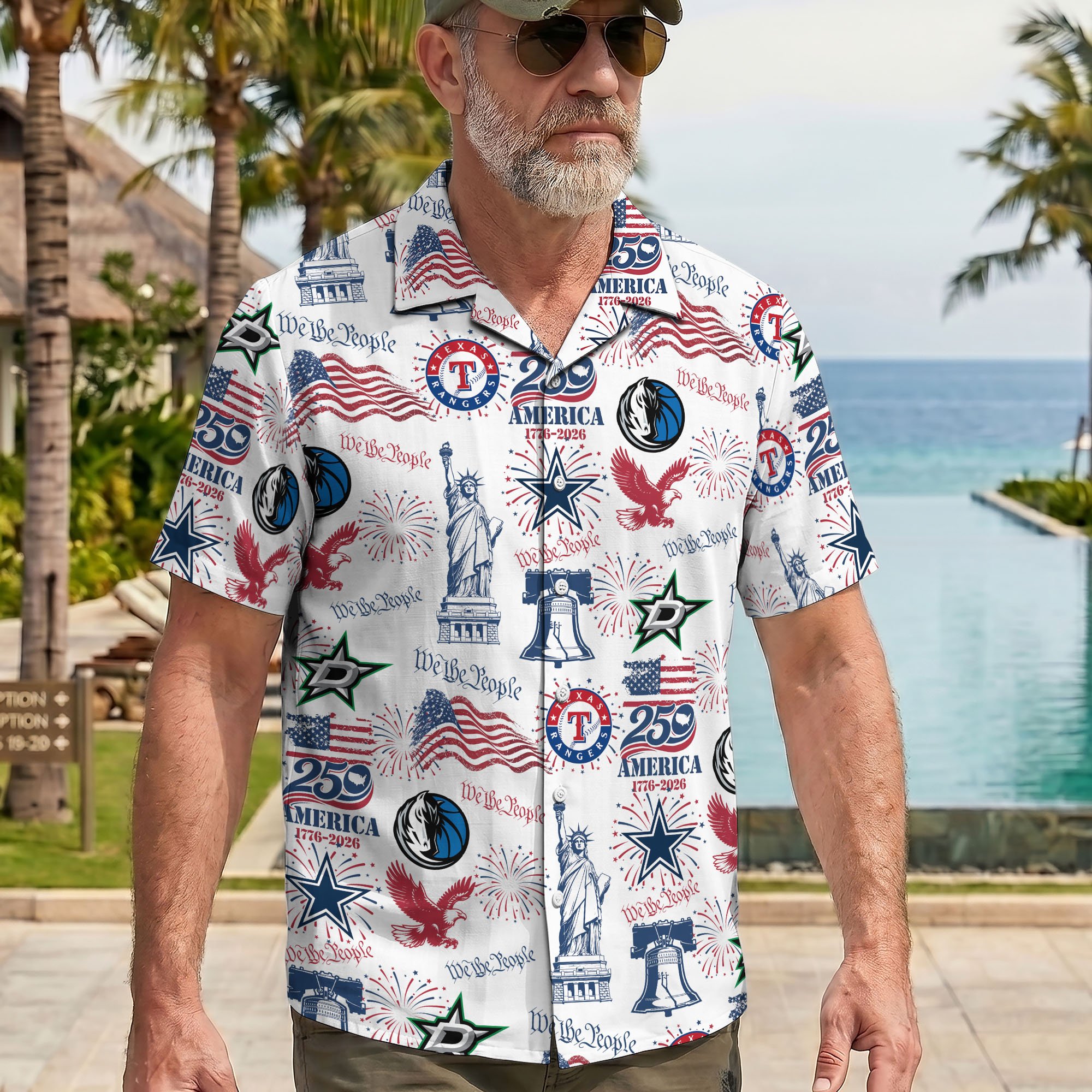 Alternative view of Dallas City Sport Hawaii Shirt, 250 America 1776-2026 Shirt, Sport Gift For Fan